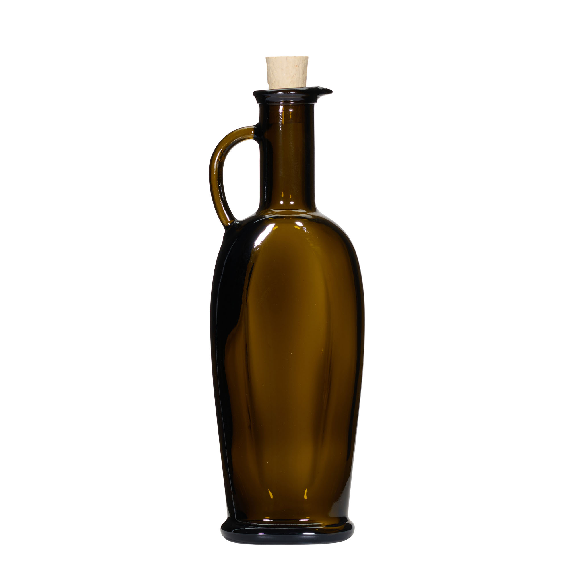 Bottiglia di vetro da 250 ml 'Eleganta', ovale, verde antico, bocca: sughero