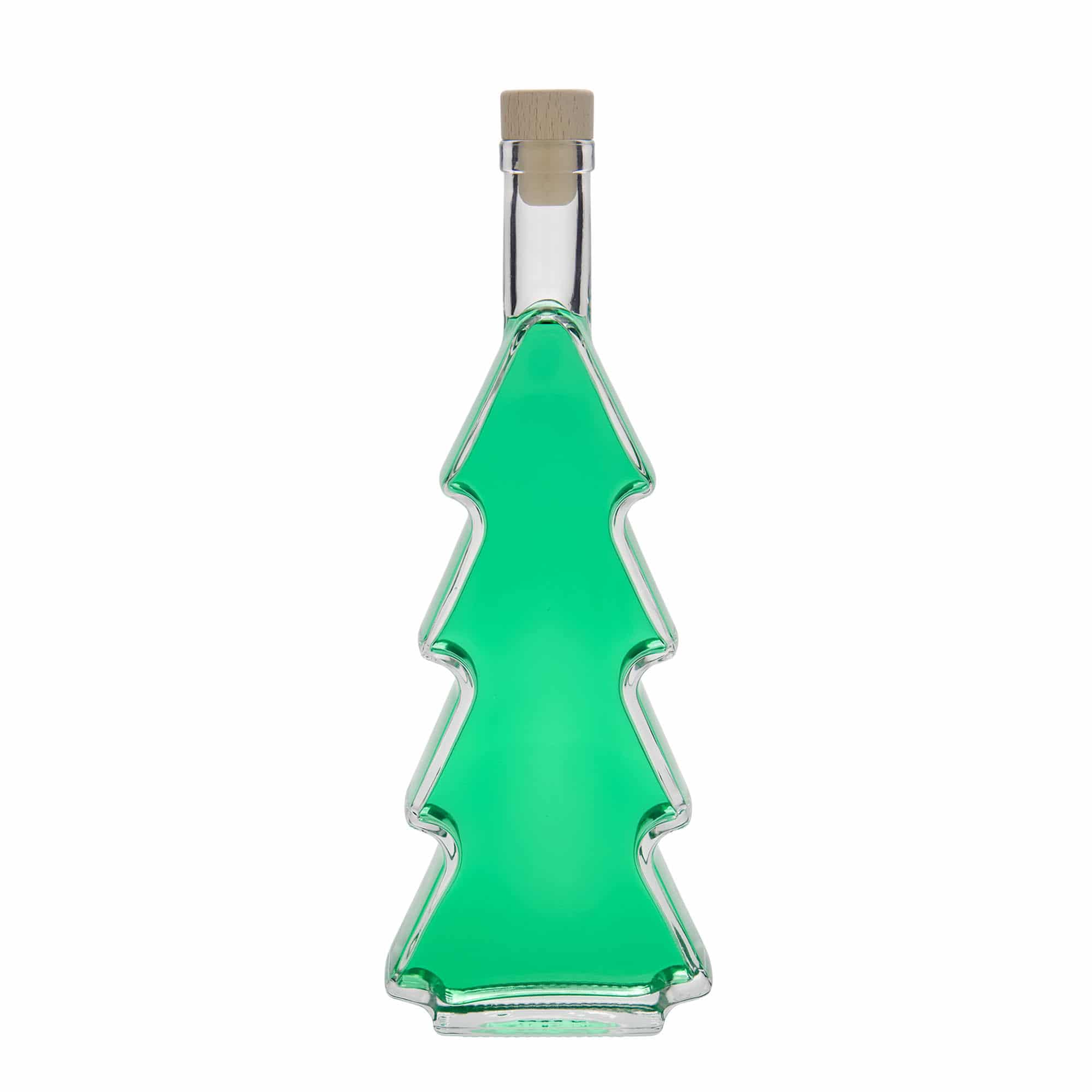 Bottiglia di vetro da 500 ml 'Albero di Natale', bocca: tappo di sughero