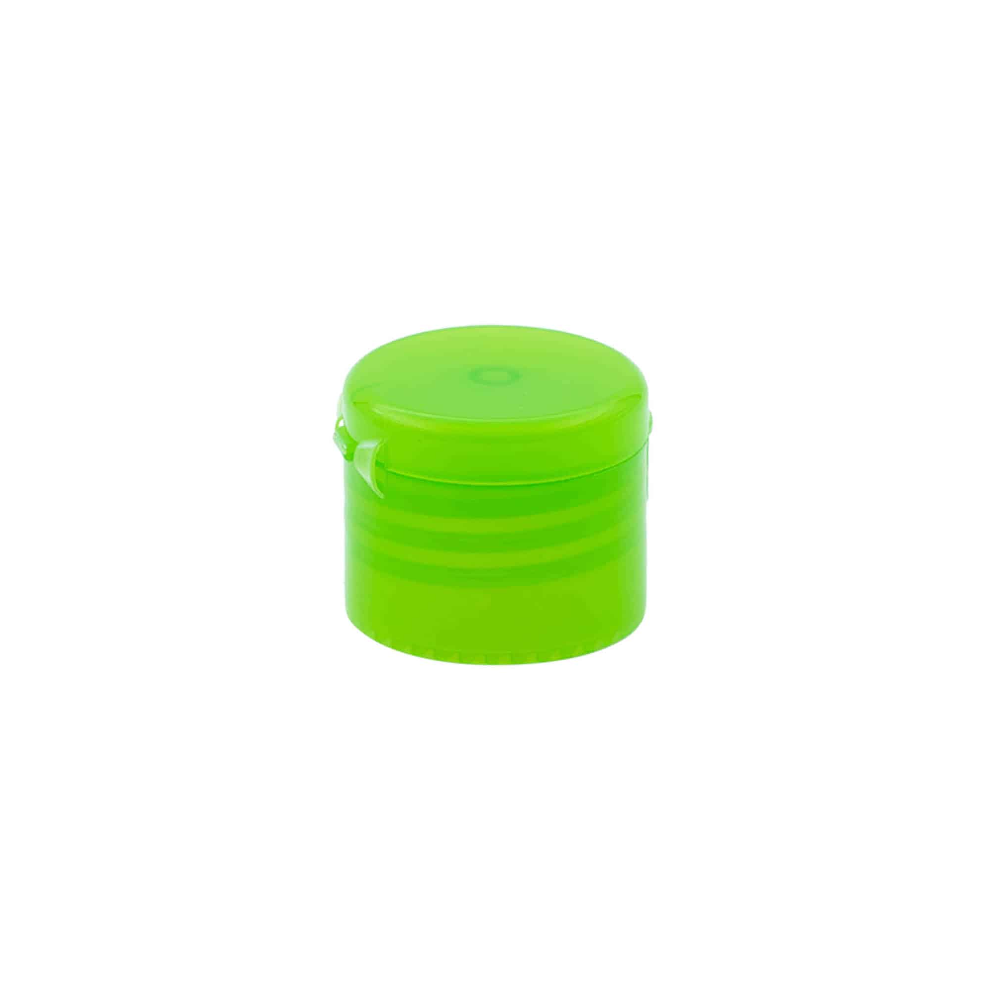 Tappo a vite con cerniera Flip-Top, plastica PP, verde, per imboccatura: 24/410 Tappo a vite con cerniera Flip-Top, plastica PP, verde, per imboccatura: 24/410