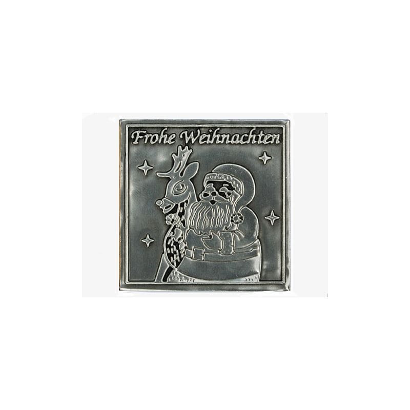 Etichetta in stagno 'Buon Natale', quadrata, metallo, argento Etichetta in stagno 'Buon Natale', quadrata, metallo, argento
