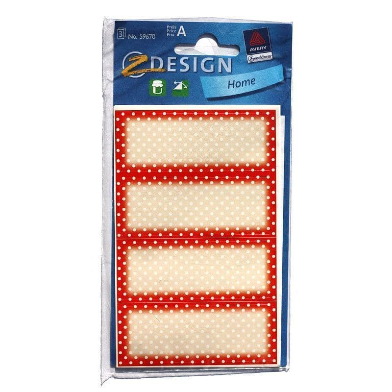 Etichette 'Pois rossi', rettangolari, cartacee, rosse Etichette 'Pois rossi', rettangolari, cartacee, rosse