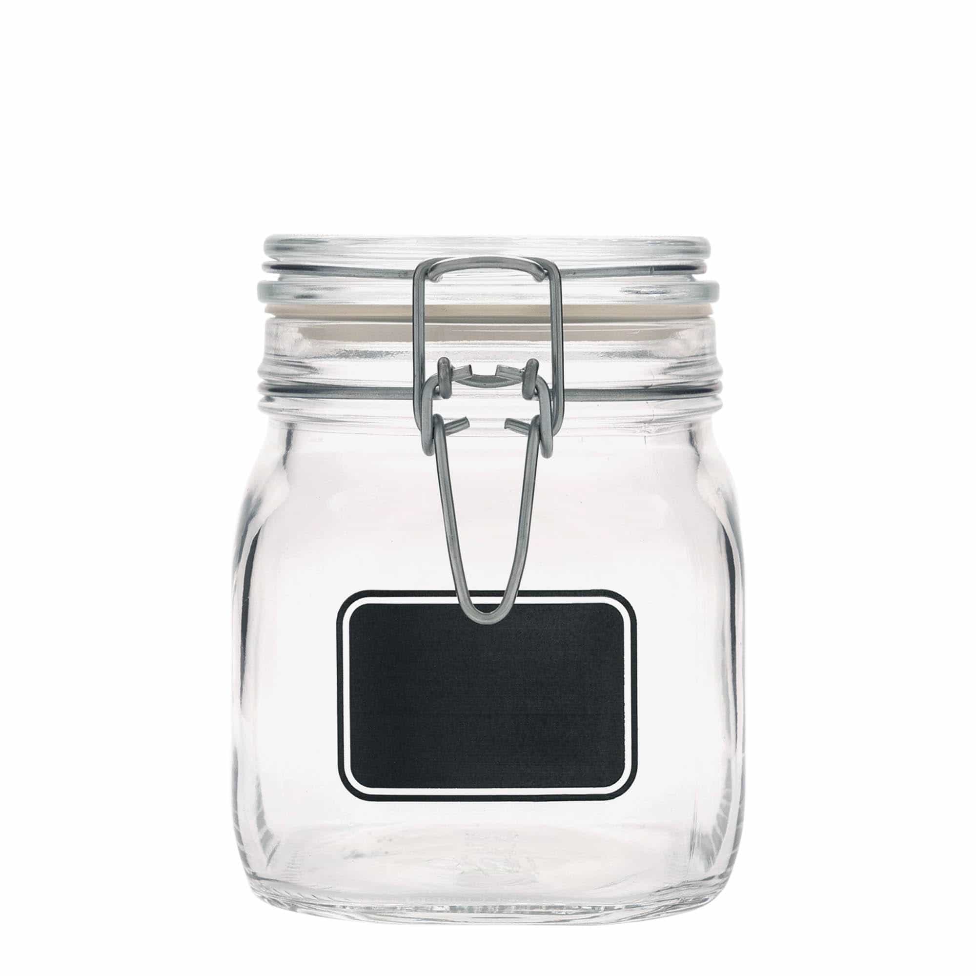 Vaso con chiusura a molla da 750 ml 'Fido', motivo: campo etichetta, quadrato, apertura: chiusura a molla Vaso con chiusura a molla da 750 ml 'Fido', motivo: campo etichetta, quadrato, apertura: chiusura a molla