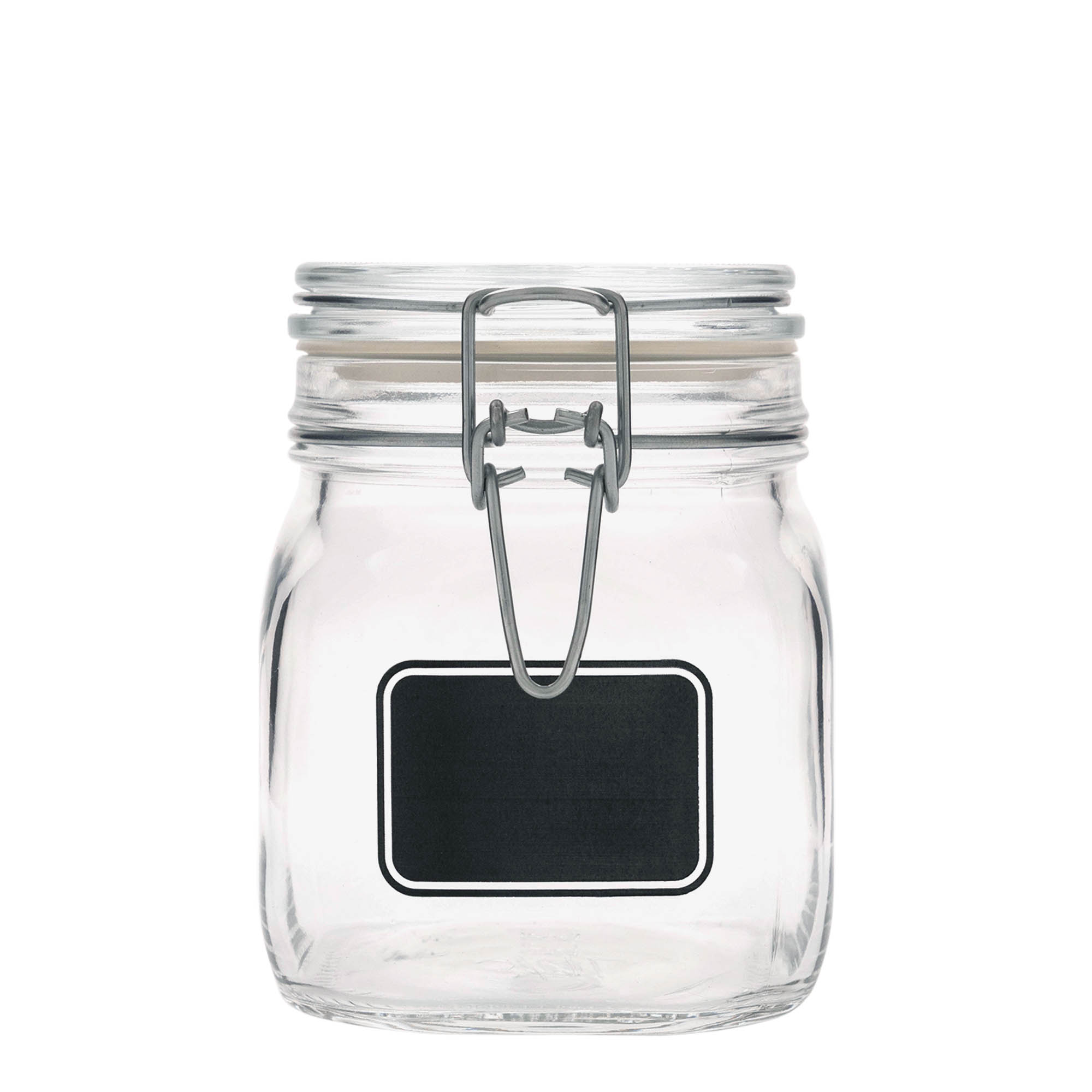 Vaso con chiusura a molla da 750 ml 'Fido', motivo: campo etichetta, quadrato, apertura: chiusura a molla Vaso con chiusura a molla da 750 ml 'Fido', motivo: campo etichetta, quadrato, apertura: chiusura a molla