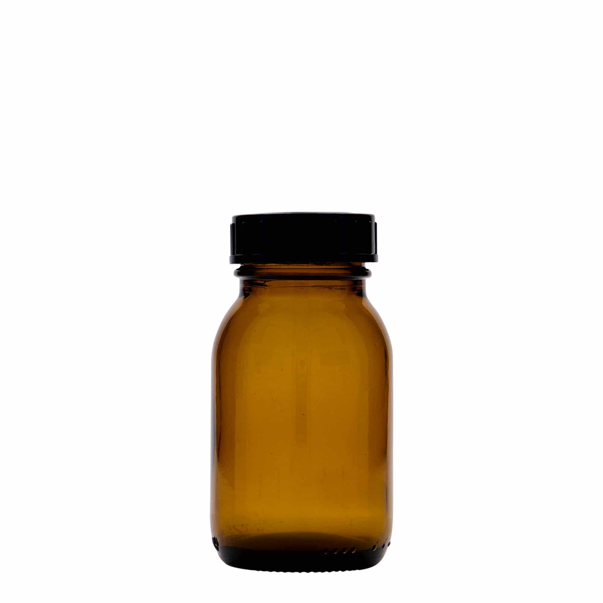 125 ml Vasetto di vetro a bocca larga, marrone, imboccatura: DIN 40