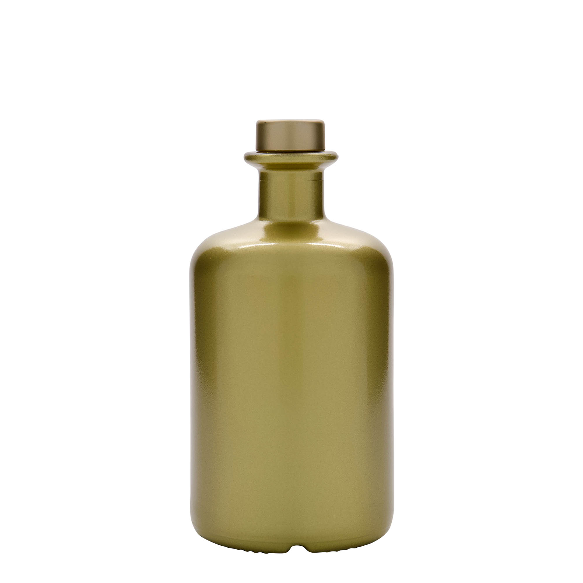 500 ml Bottiglia da farmacia, vetro, oro, imboccatura: fascetta