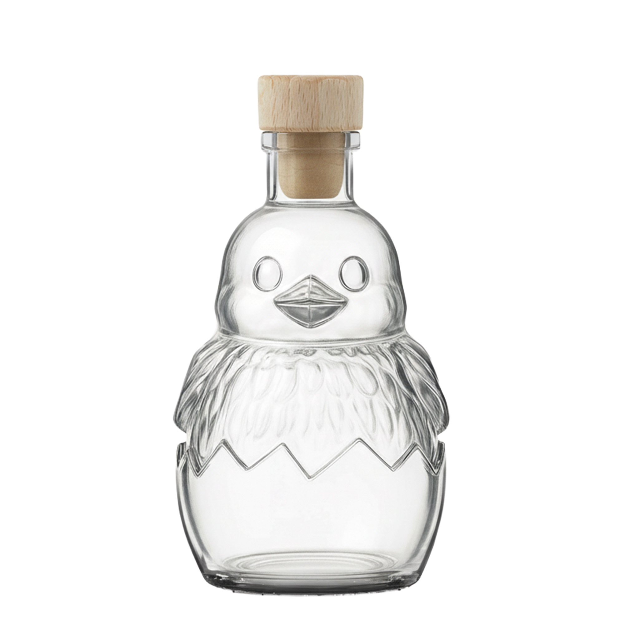 Bottiglia di vetro da 200 ml 'Pulcino', bocca: tappo in sughero Bottiglia di vetro da 200 ml 'Pulcino', bocca: tappo in sughero