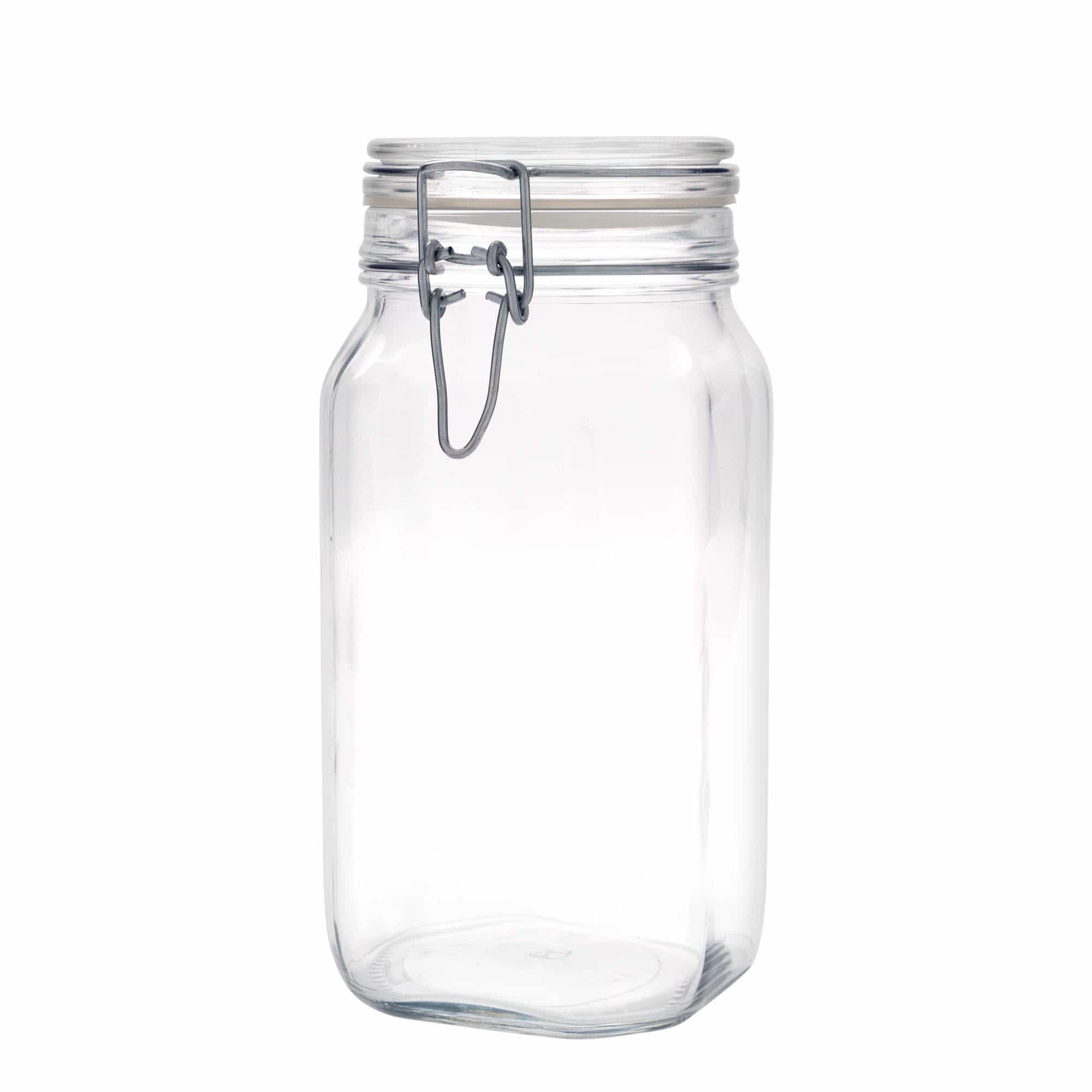 Barattolo in vetro con chiusura a filo 'Fido', quadrato, capacità 1.500 ml, apertura: chiusura a filo
