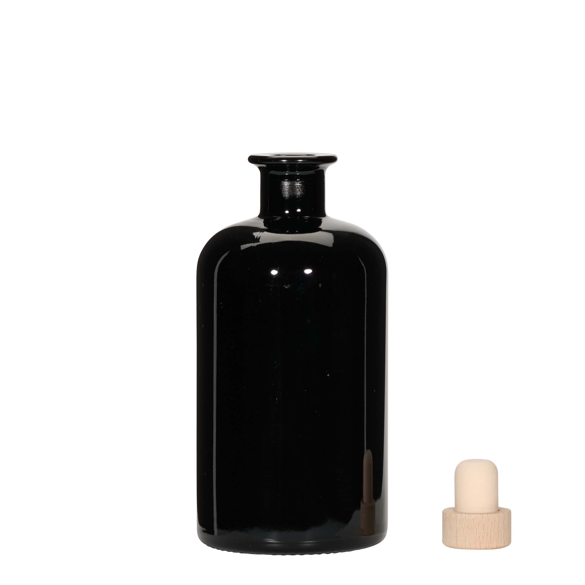 500 ml Bottiglia da farmacia, vetro, nero, imboccatura: fascetta
