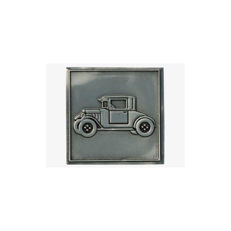 Etichetta metallica 'Oldtimer', quadrata, stagno, argento Etichetta metallica 'Oldtimer', quadrata, stagno, argento