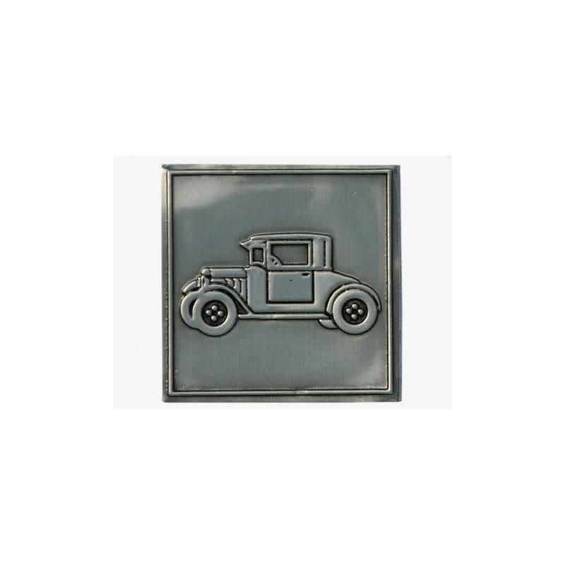 Etichetta in stagno 'Oldtimer', quadrata, metallo, argento