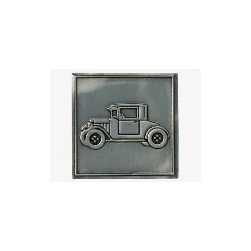 Etichetta in stagno 'Oldtimer', quadrata, metallo, argento