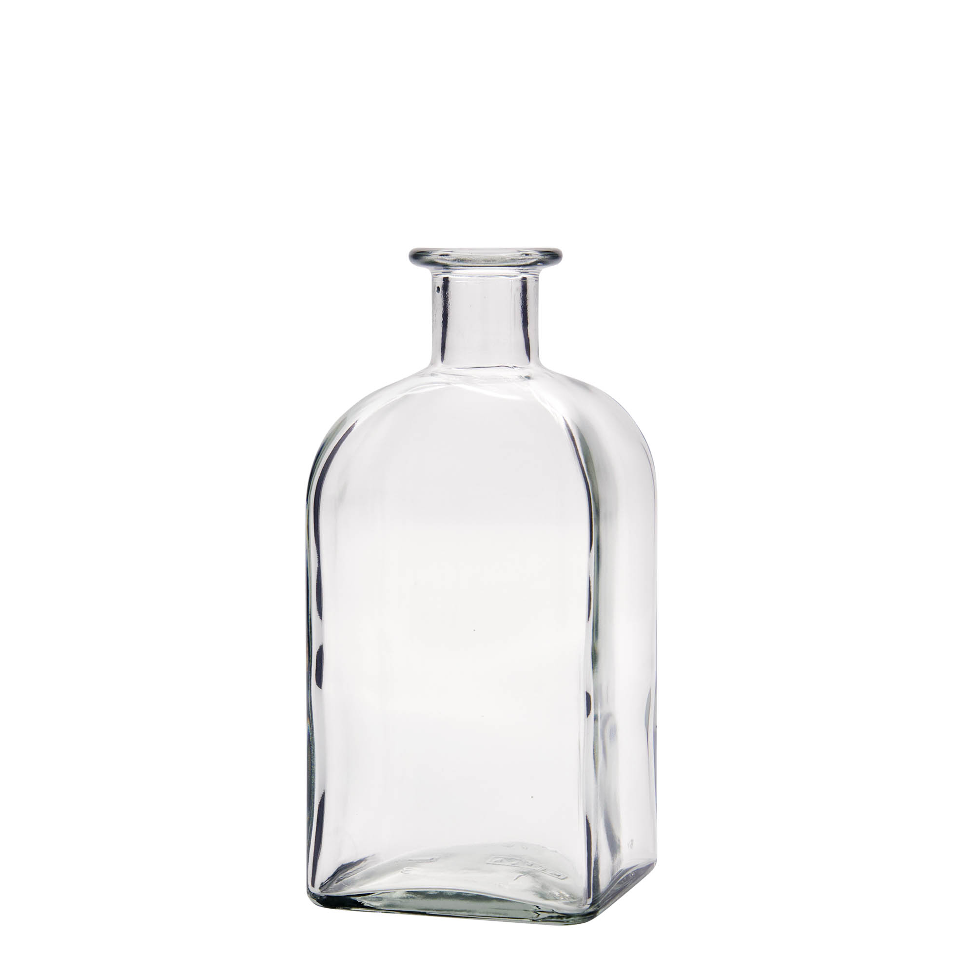 Bottiglia di vetro da 500 ml Apotheker Carré, quadrata, bocca: sughero
