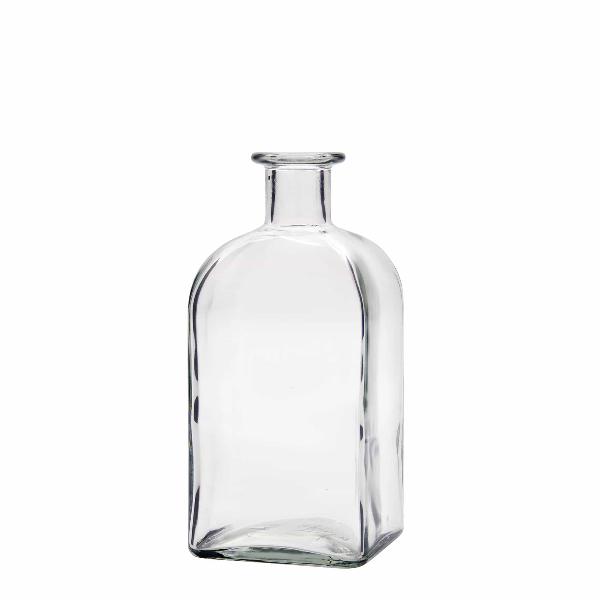 Bottiglia di vetro da 500 ml Apotheker Carré, quadrata, bocca: sughero