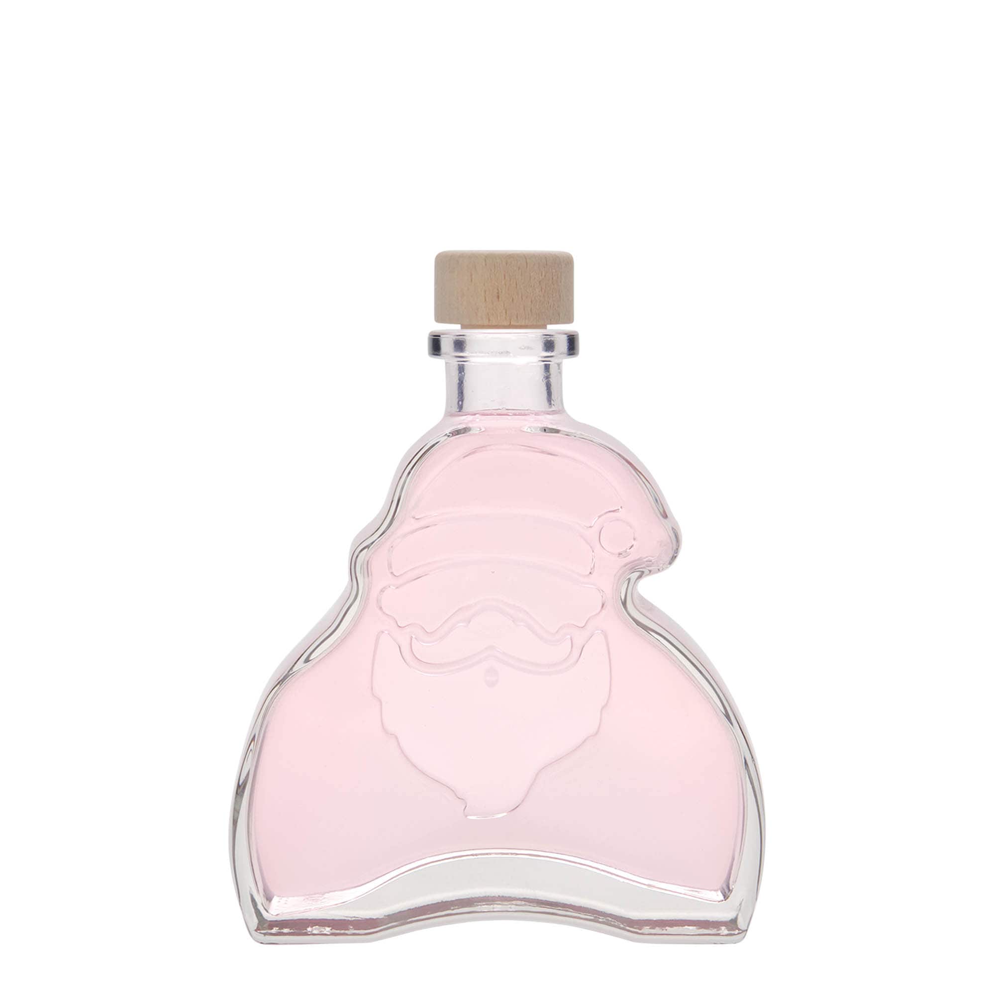 Bottiglia di vetro da 200 ml 'Babbo Natale', bocca: sughero