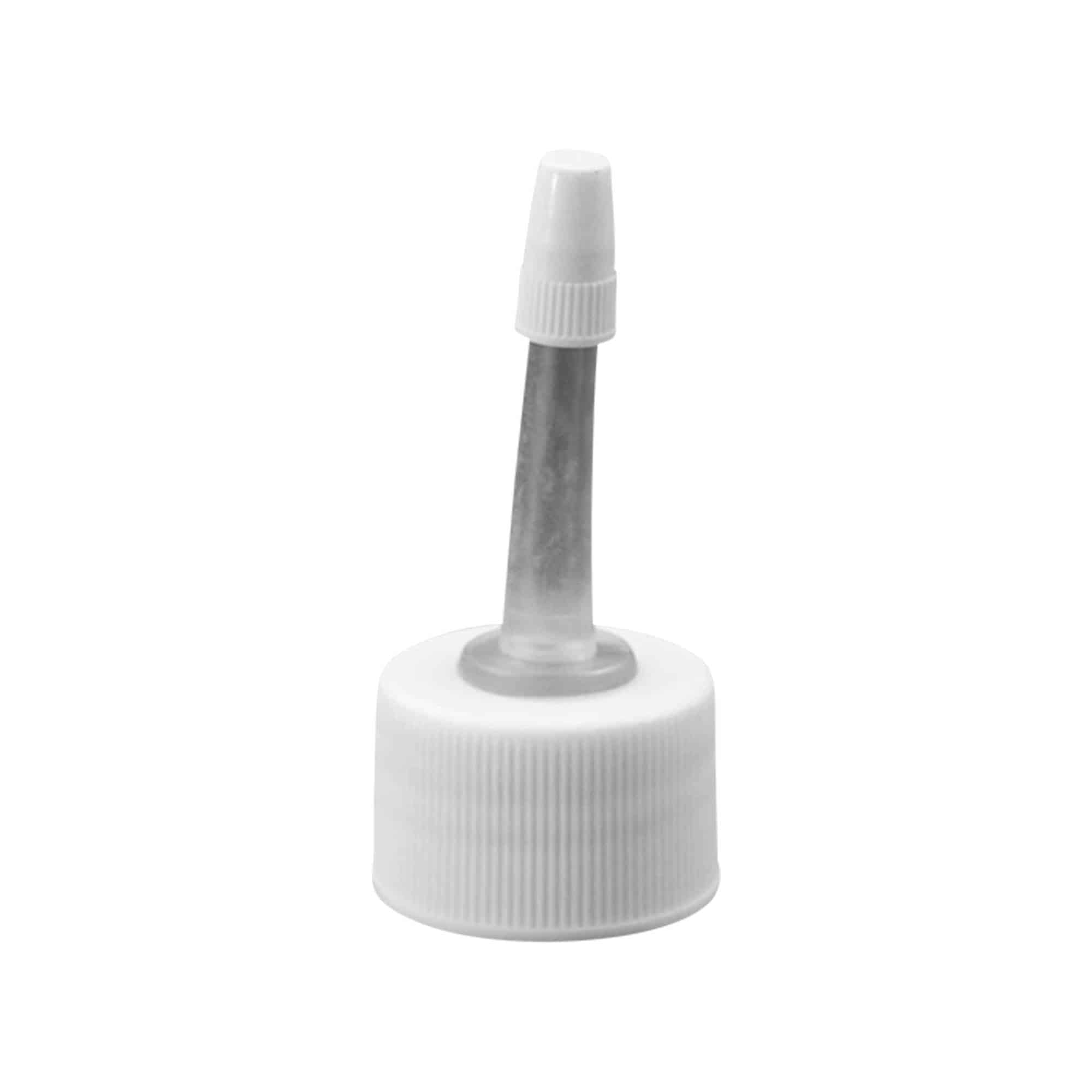 Tappo a vite con applicatore, plastica PP, bianco, per imboccatura: 24/410