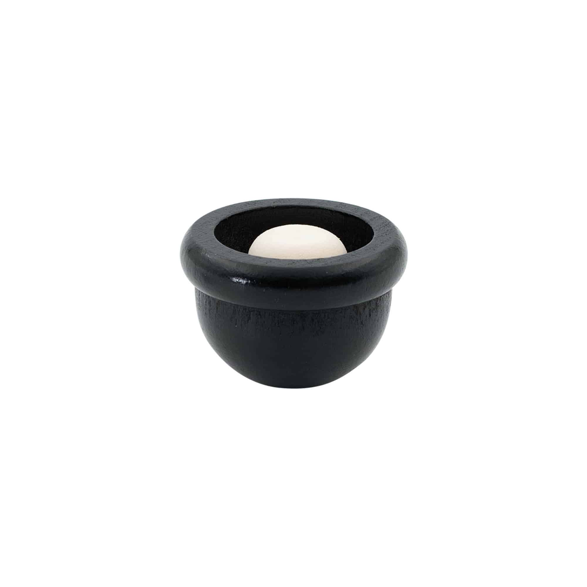 Tappo a manico 19 mm "Melone", legno/PE, nero, per bocca: sughero