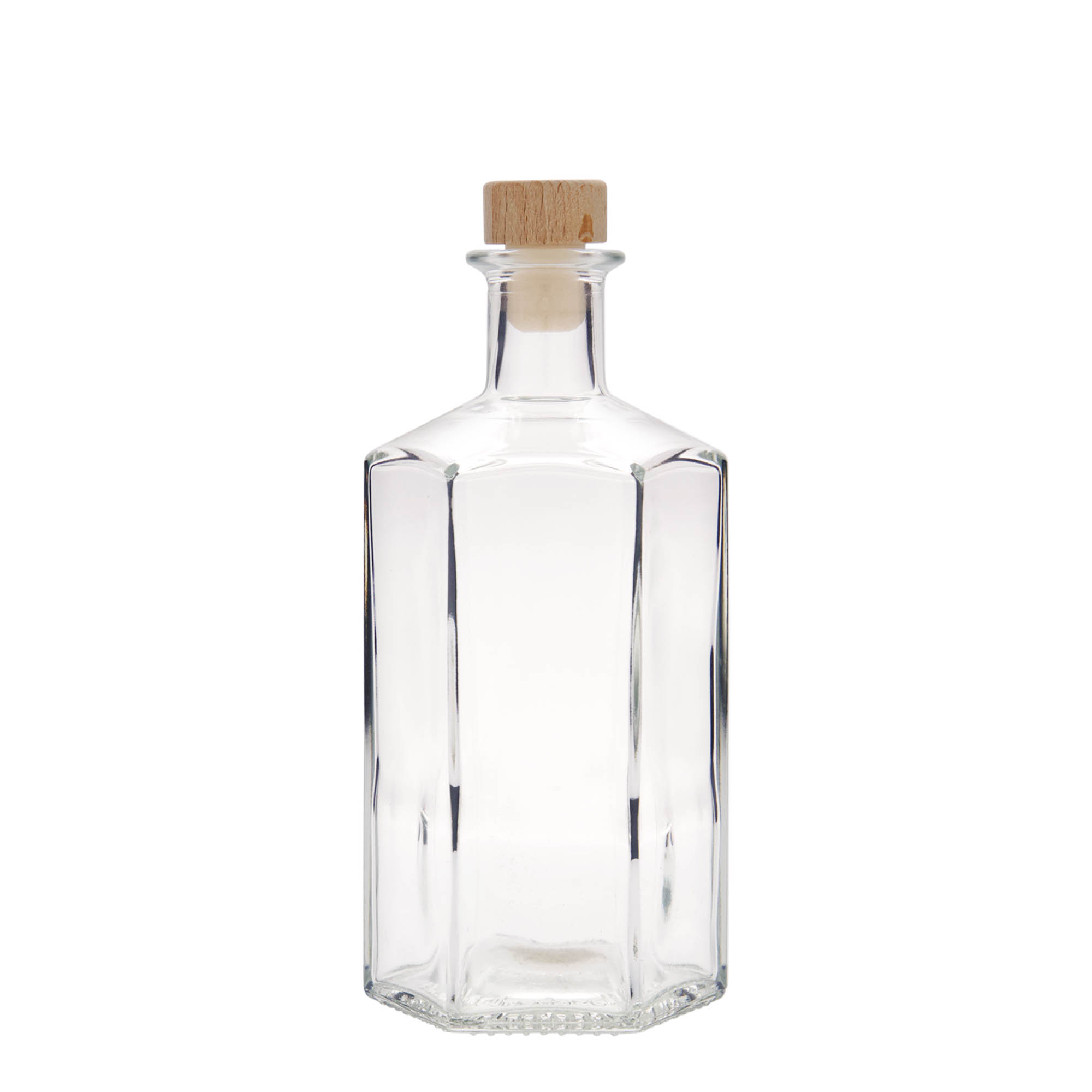 Bottiglia di vetro da 500 ml Apotecario 'Jimmy', esagonale, bocca: tappo di sughero Bottiglia di vetro da 500 ml Apotecario 'Jimmy', esagonale, bocca: tappo di sughero