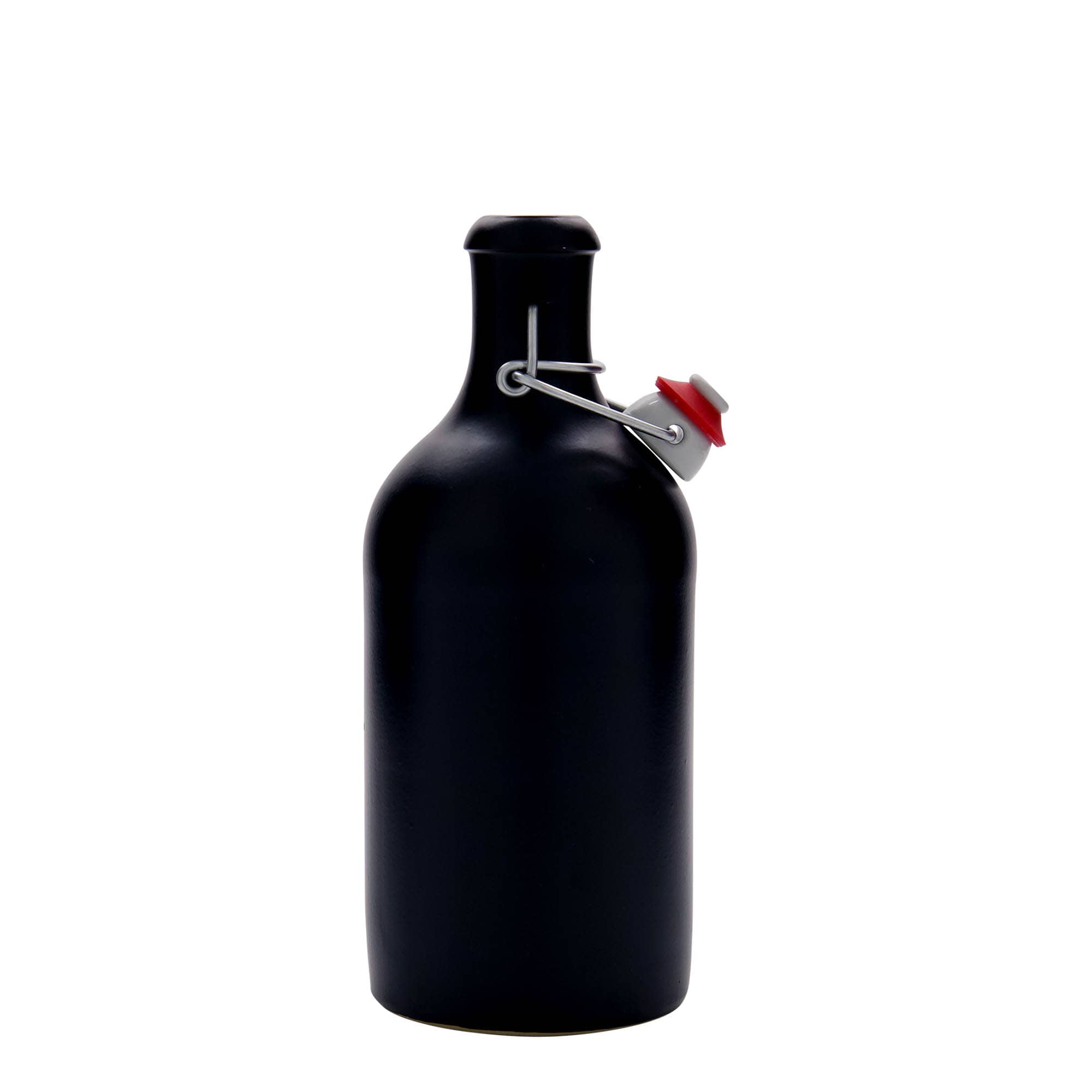 500 ml Bottiglia in ceramica, ceramica grès, nero, imboccatura: tappo meccanico