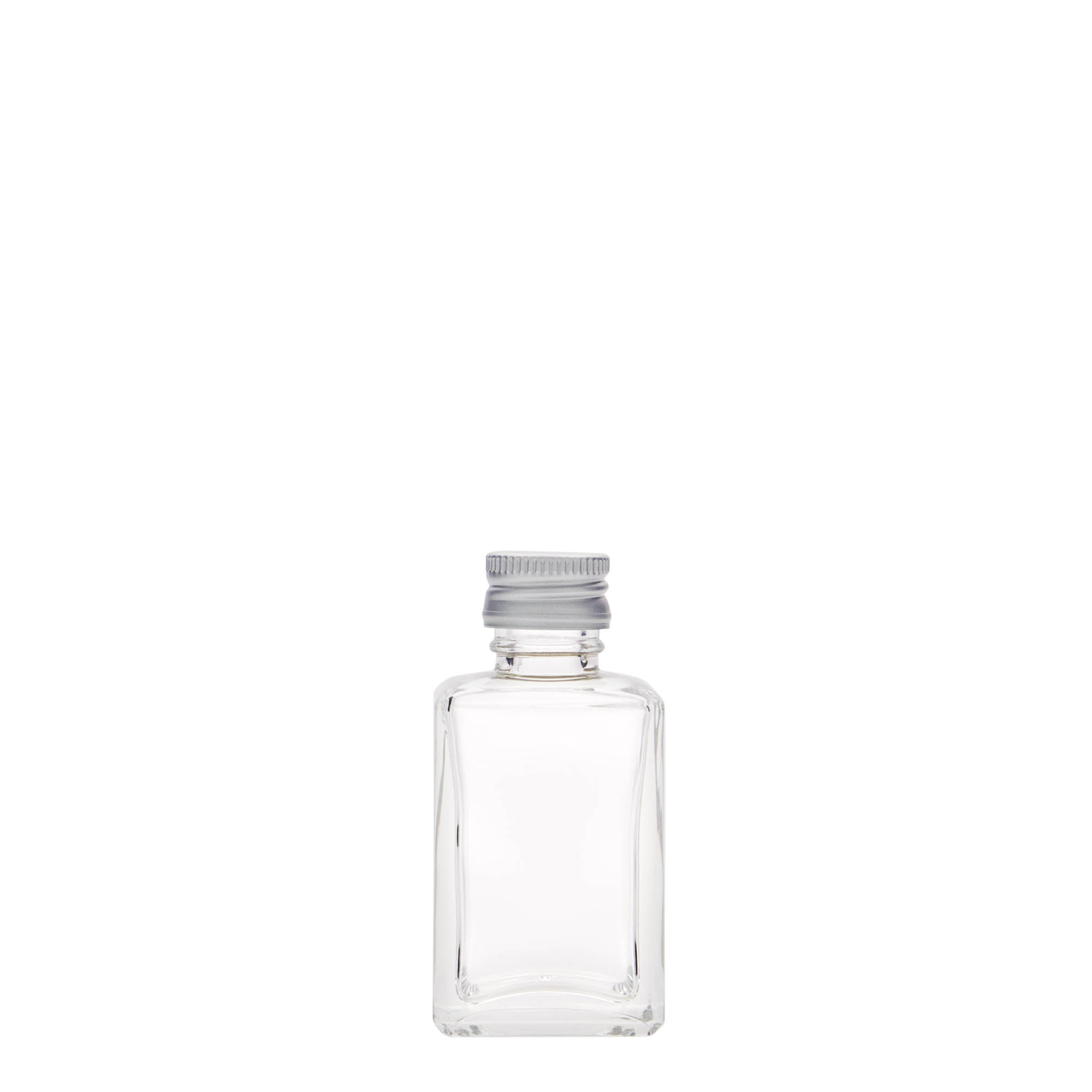 Bottiglia di vetro da 30 ml 'Tamme', quadrata, bocca: PP 18 Bottiglia di vetro da 30 ml 'Tamme', quadrata, bocca: PP 18