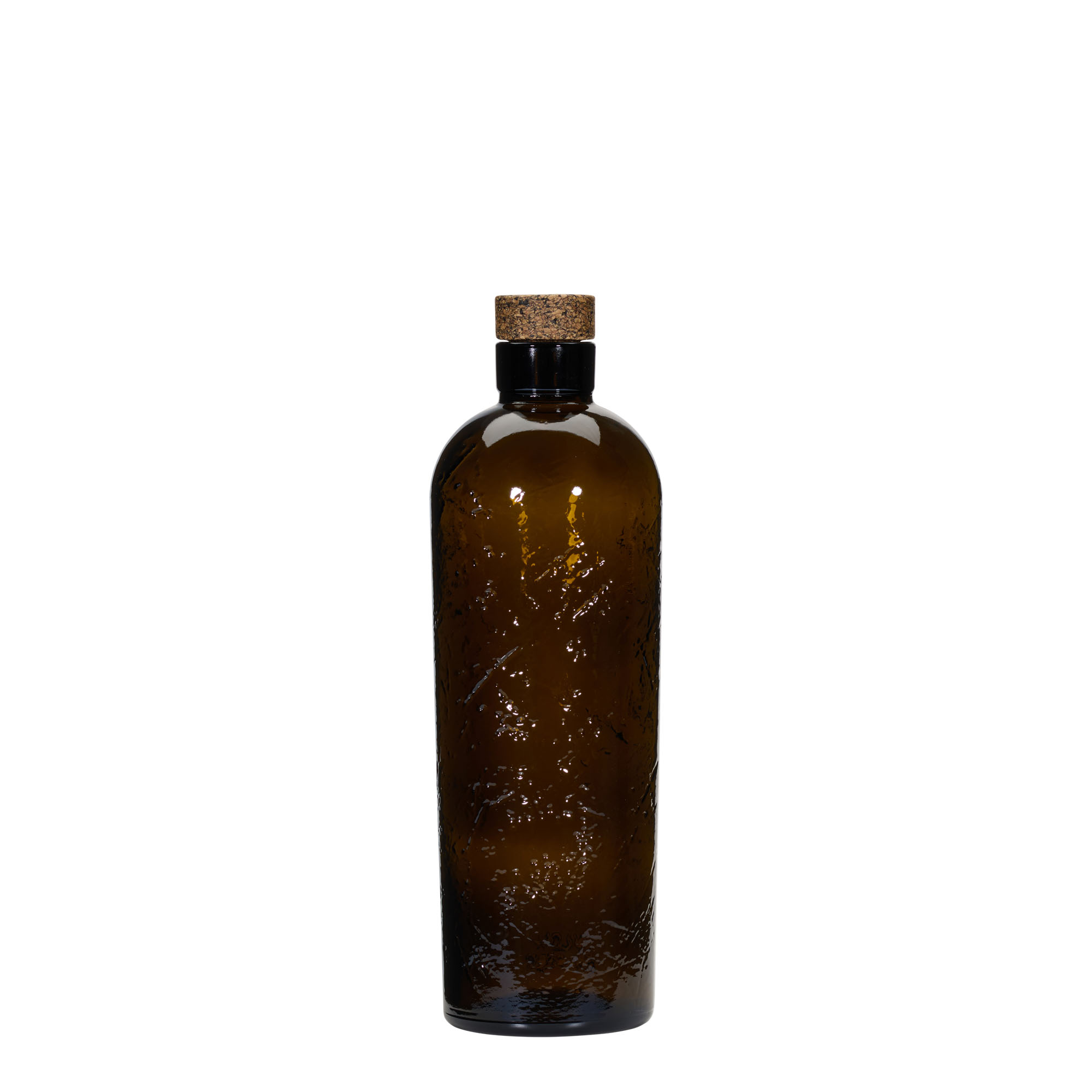 Bottiglia di vetro artigianale da 700 ml 'Natural', marrone, bocca: sughero Bottiglia di vetro artigianale da 700 ml 'Natural', marrone, bocca: sughero