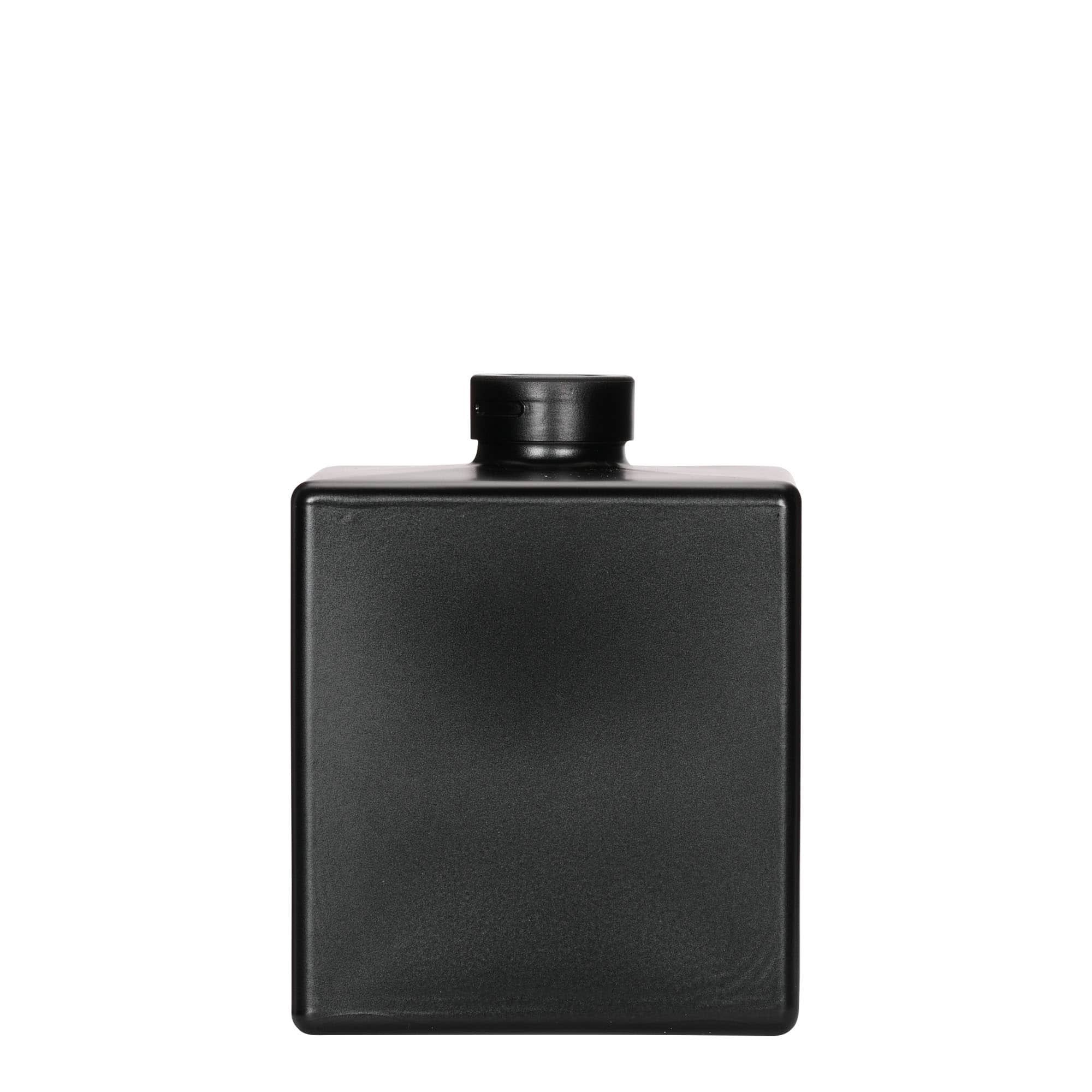 500 ml Bottiglia di vetro 'Cube', quadrata, nero, imboccatura: fascetta 500 ml Bottiglia di vetro 'Cube', quadrata, nero, imboccatura: fascetta