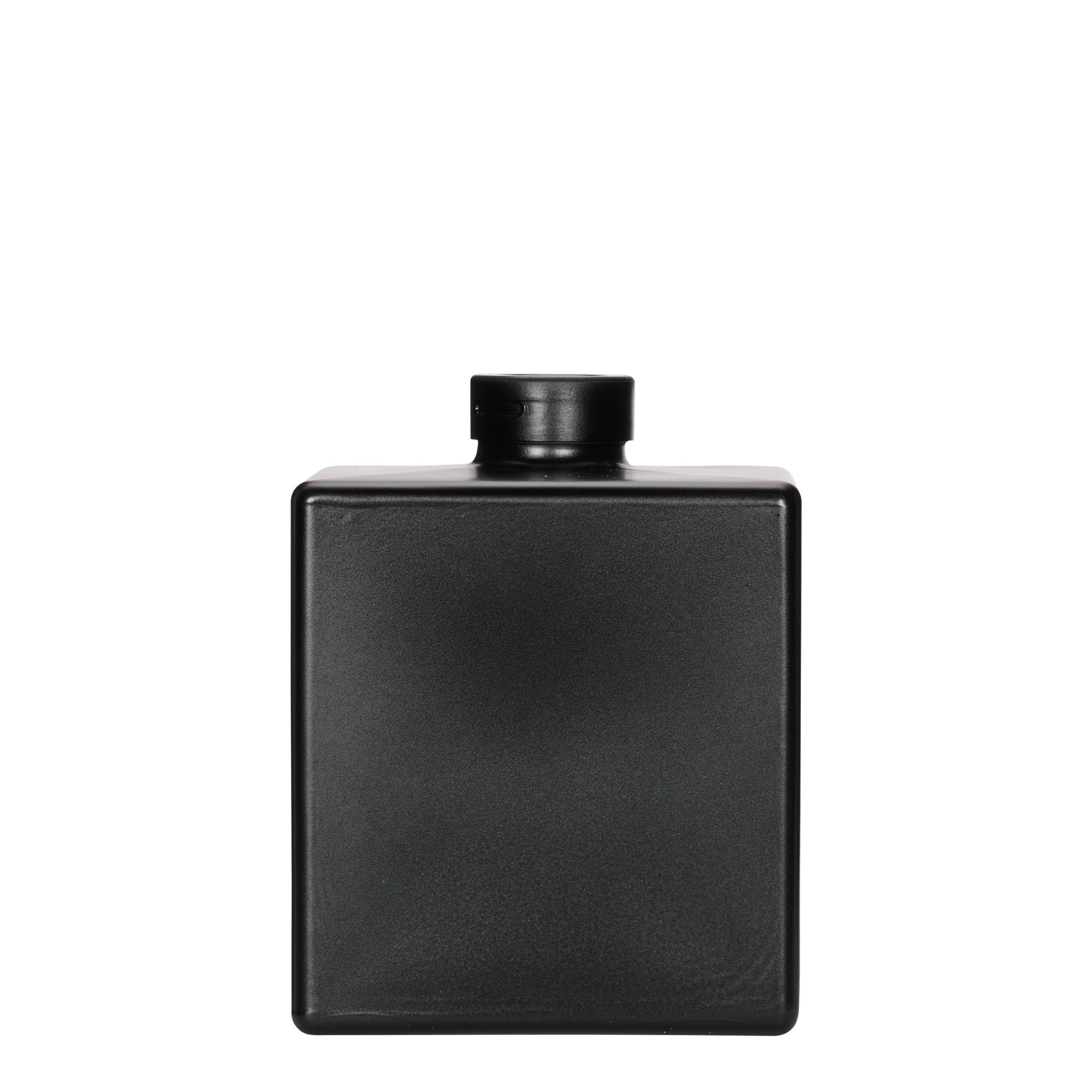 Bottiglia di vetro da 500 ml 'Cube', quadrata, nera, bocca: sughero Bottiglia di vetro da 500 ml 'Cube', quadrata, nera, bocca: sughero