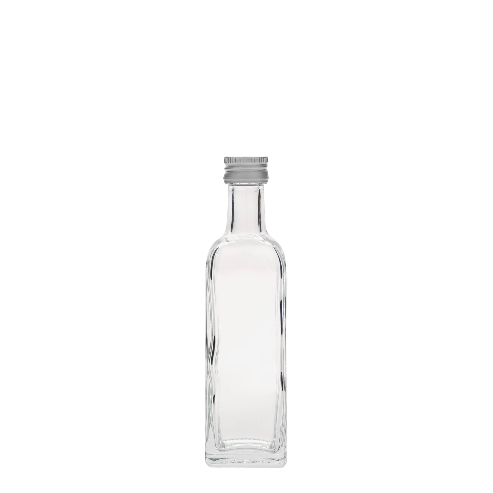 Bottiglia di vetro da 60 ml 'Marasca', quadrata, bocca: PP 18 Bottiglia di vetro da 60 ml 'Marasca', quadrata, bocca: PP 18