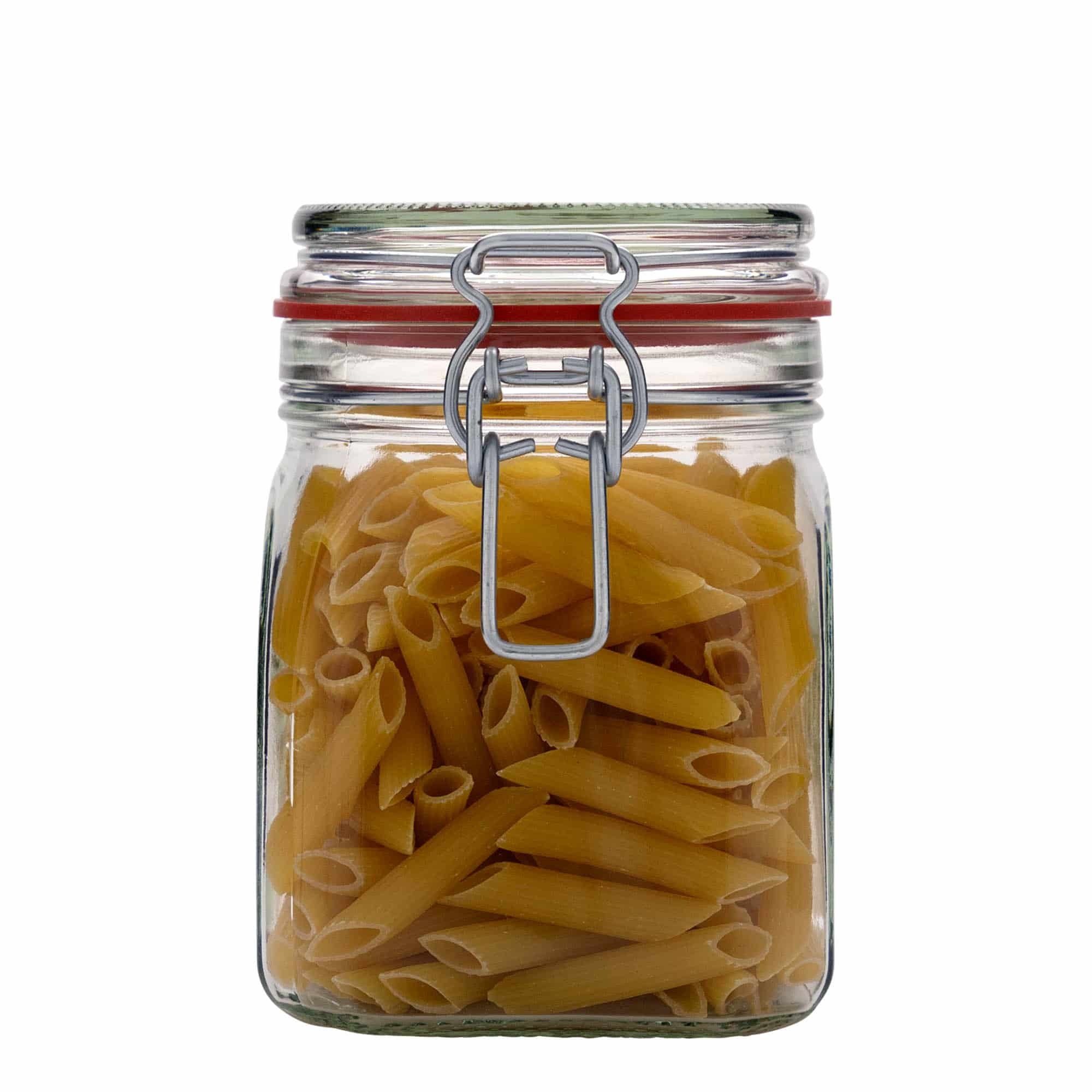900 ml Barattolo ermetico, quadrato, vetro, imboccatura: chiusura meccanica