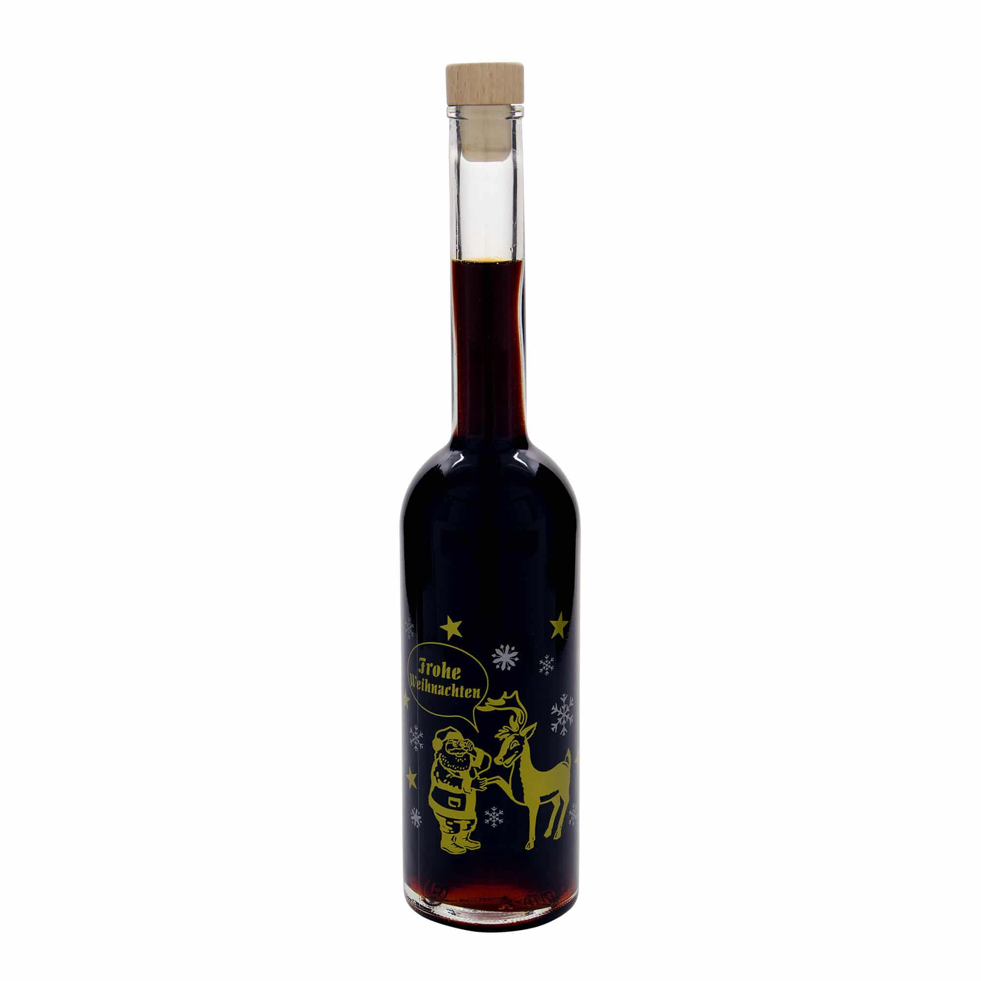 Bottiglia di vetro da 500 ml 'Opera', motivo: Fuochi d'artificio, bocca: tappo di sughero