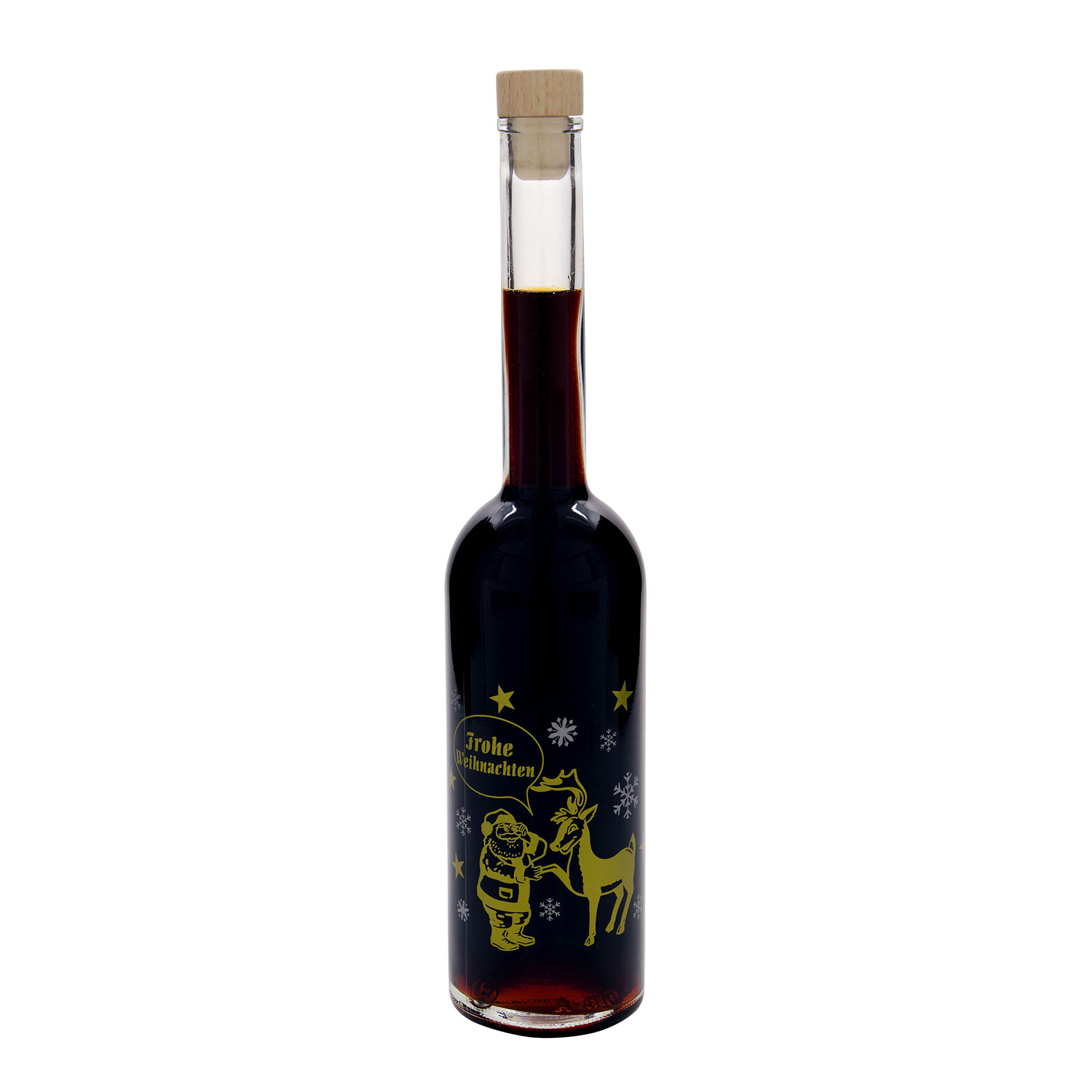 Bottiglia di vetro da 500 ml 'Opera', motivo: Fuochi d'artificio, bocca: tappo di sughero Bottiglia di vetro da 500 ml 'Opera', motivo: Fuochi d'artificio, bocca: tappo di sughero