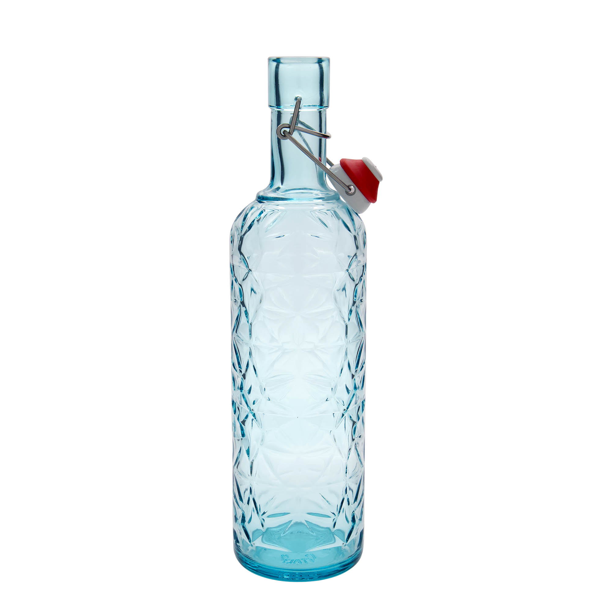 Bottiglia di vetro da 1.000 ml 'Oriente', azzurro, bocca: chiusura a leva