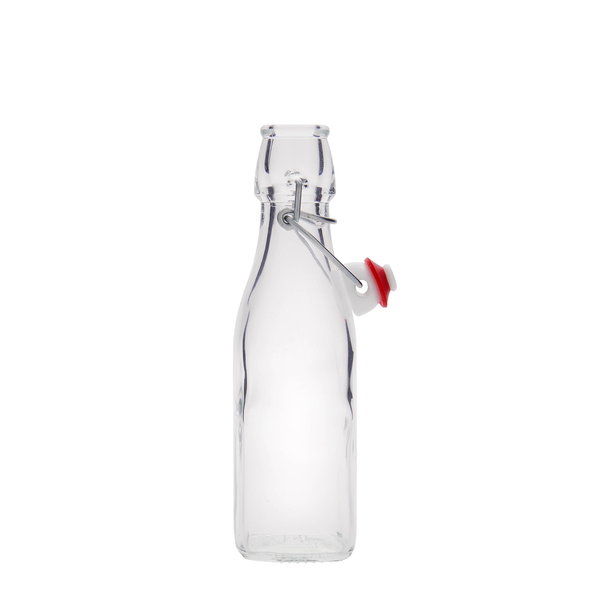 Bottiglia di vetro da 250 ml 'Swing, quadrata, bocca: chiusura a leva'