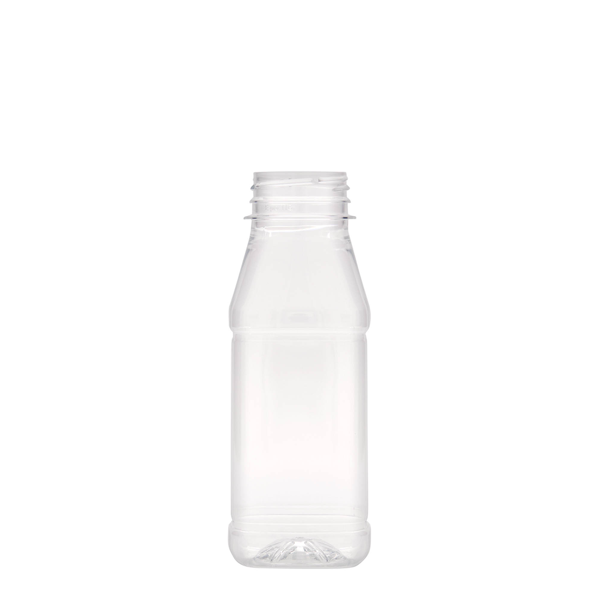 Bottiglia PET da 250 ml 'Milk and Juice Carré', quadrata, plastica, bocca: 38 mm Bottiglia PET da 250 ml 'Milk and Juice Carré', quadrata, plastica, bocca: 38 mm