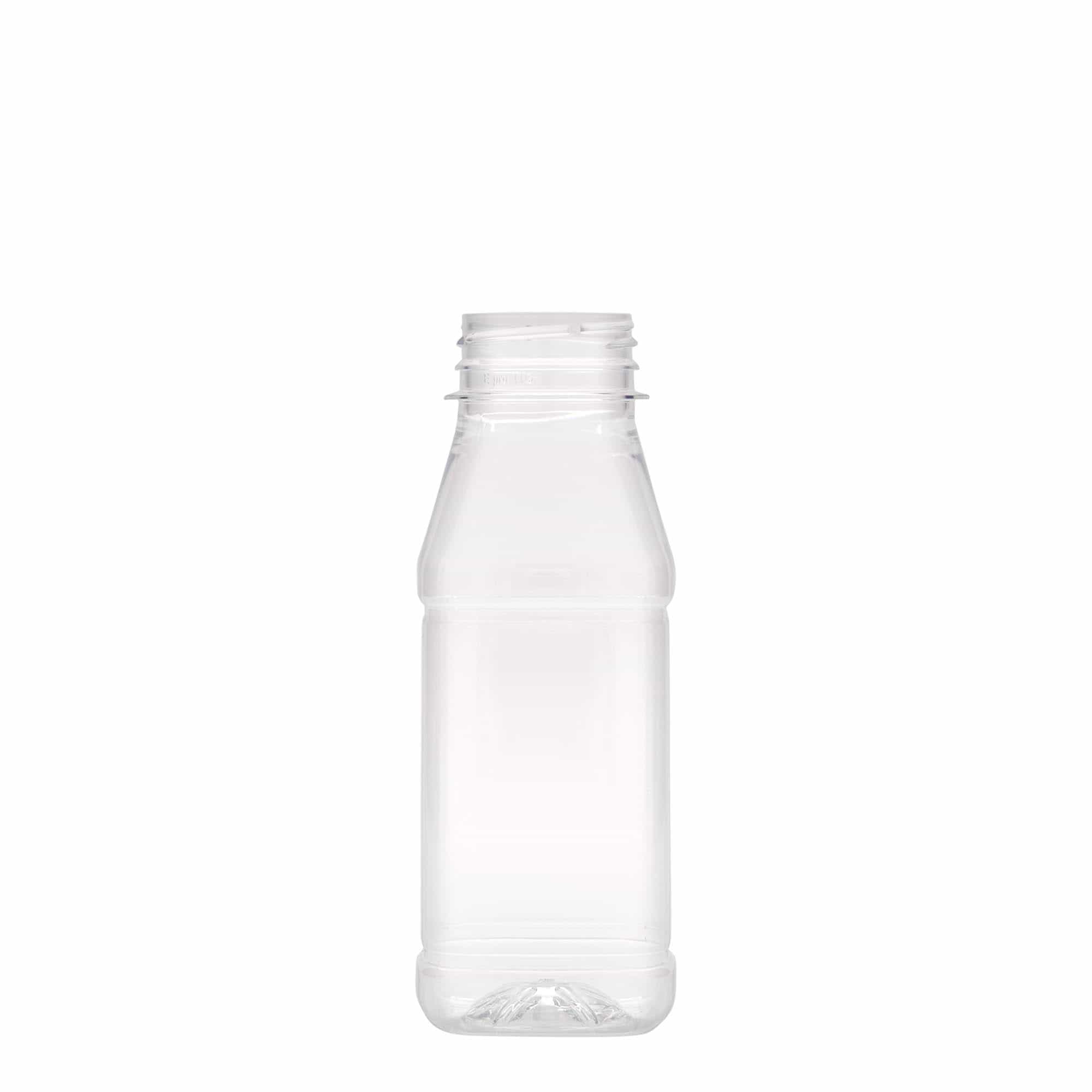 Bottiglia PET da 250 ml 'Milk and Juice Carré', quadrata, plastica, bocca: 38 mm