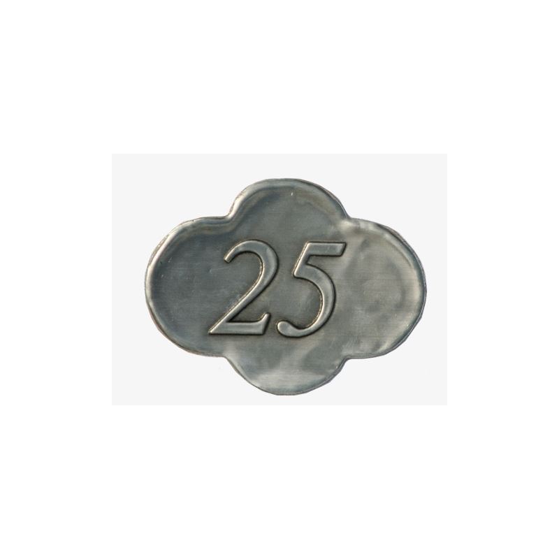 Etichetta metallica '25', stagno, argento