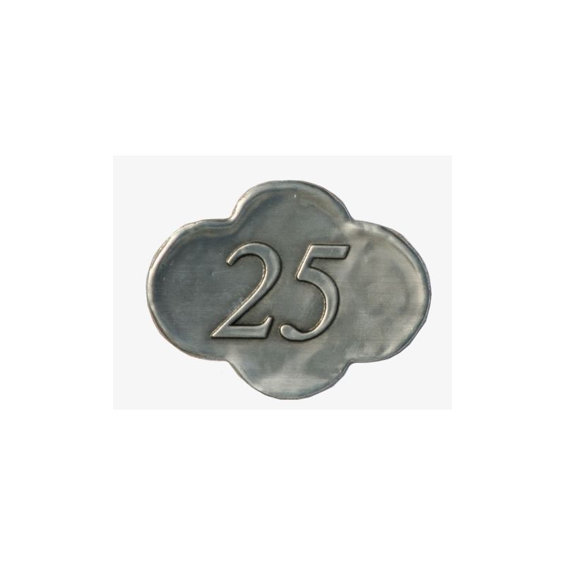 Etichetta in stagno '25', metallo, argento Etichetta in stagno '25', metallo, argento