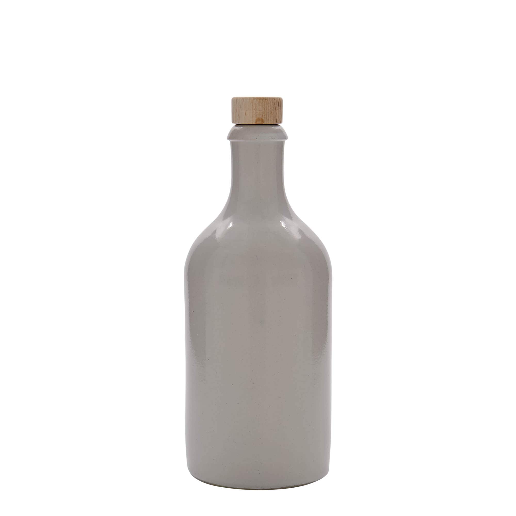 Boccale da 500 ml, gres, bianco, bocca: sughero