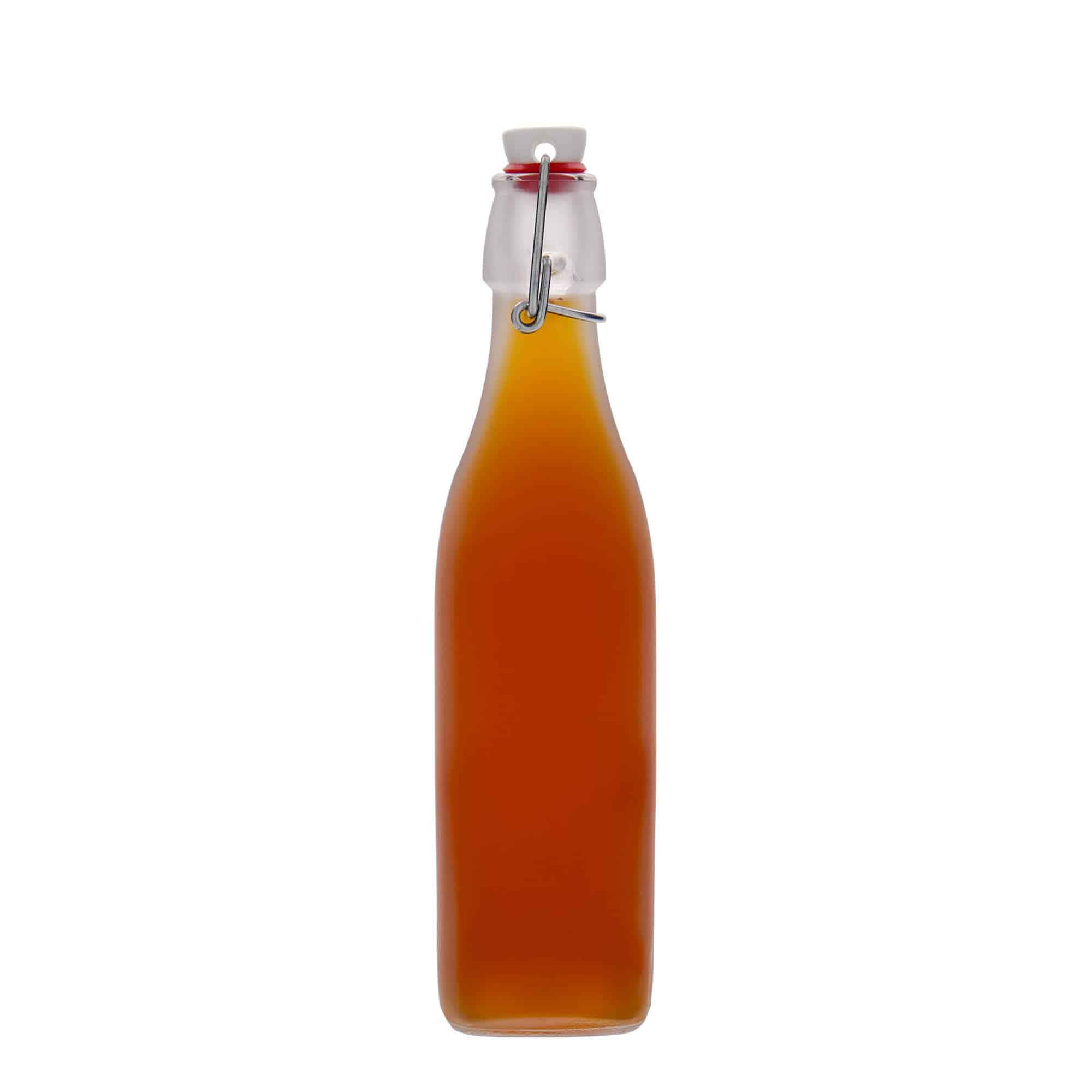 500 ml Bottiglia di vetro 'Swing', quadrata, bianco, imboccatura: tappo meccanico