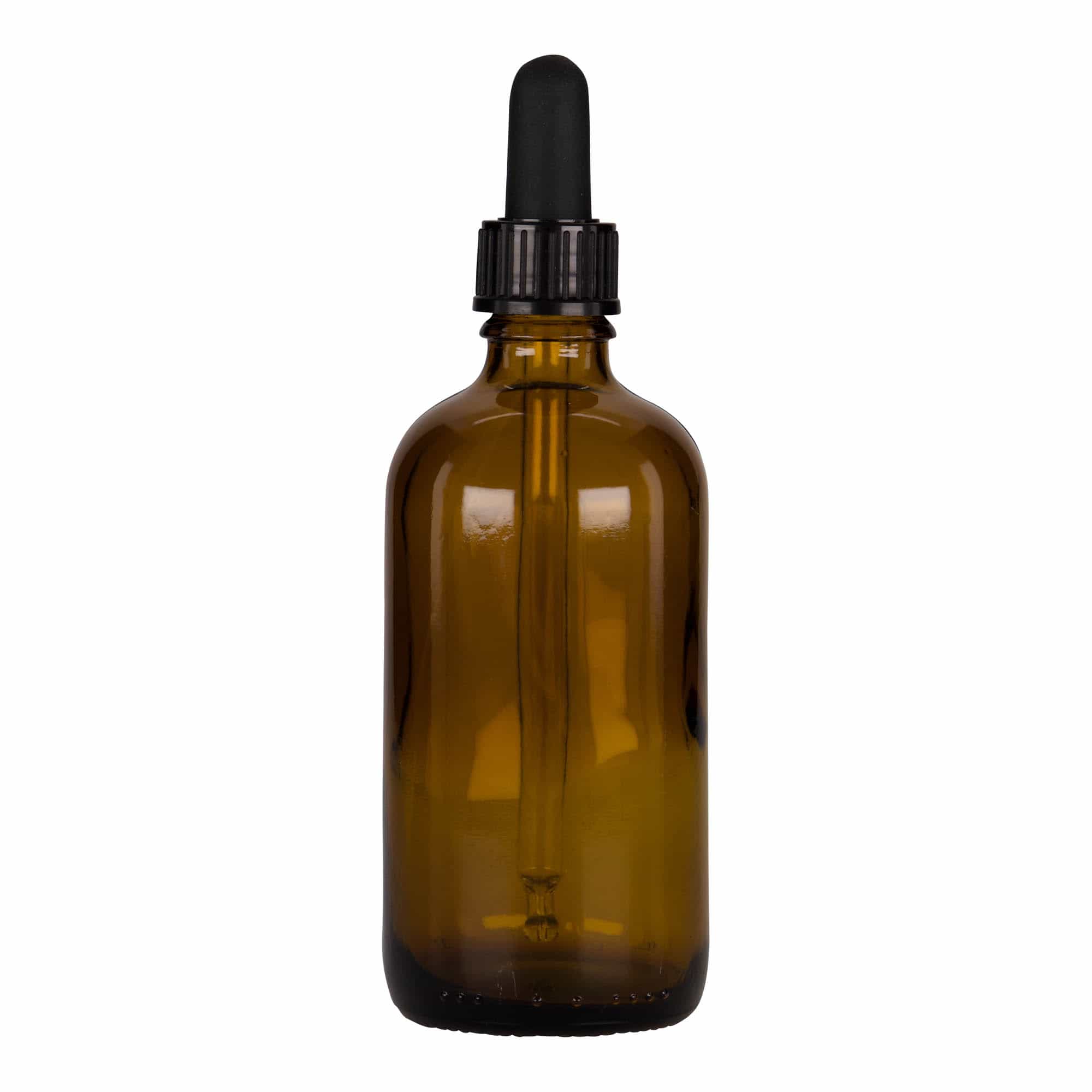 100 ml flacone con contagocce medicinale, vetro, marrone-nero, bocca: DIN 18