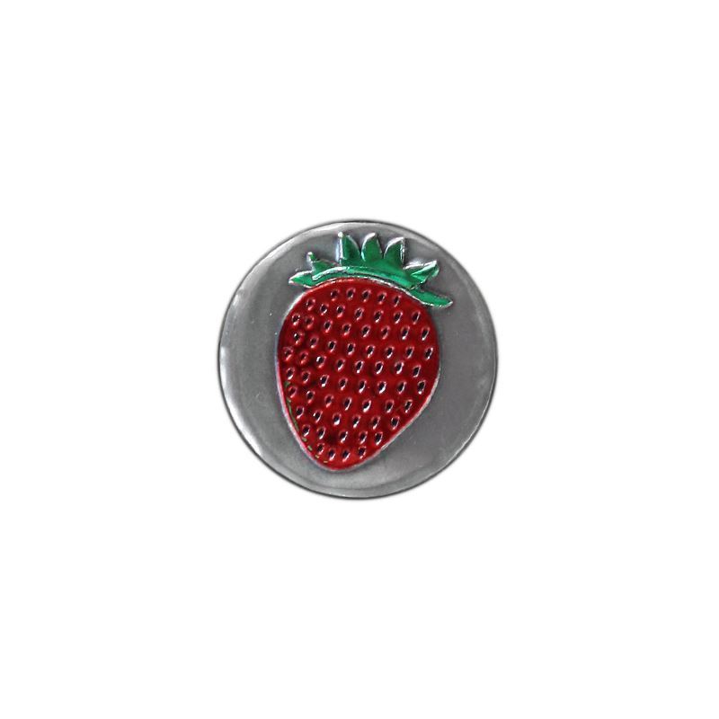 Etichetta in stagno 'Fragola', rotonda, metallo, argento Etichetta in stagno 'Fragola', rotonda, metallo, argento