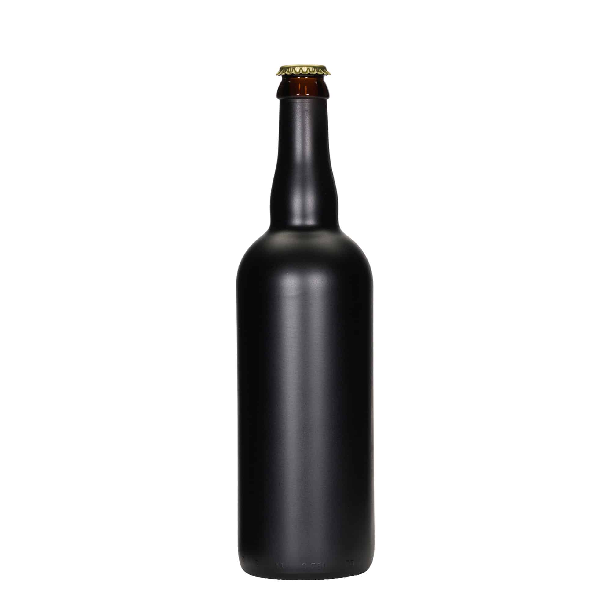Bottiglia di birra da 750 ml Belgio, vetro, nera, bocca: tappo a corona