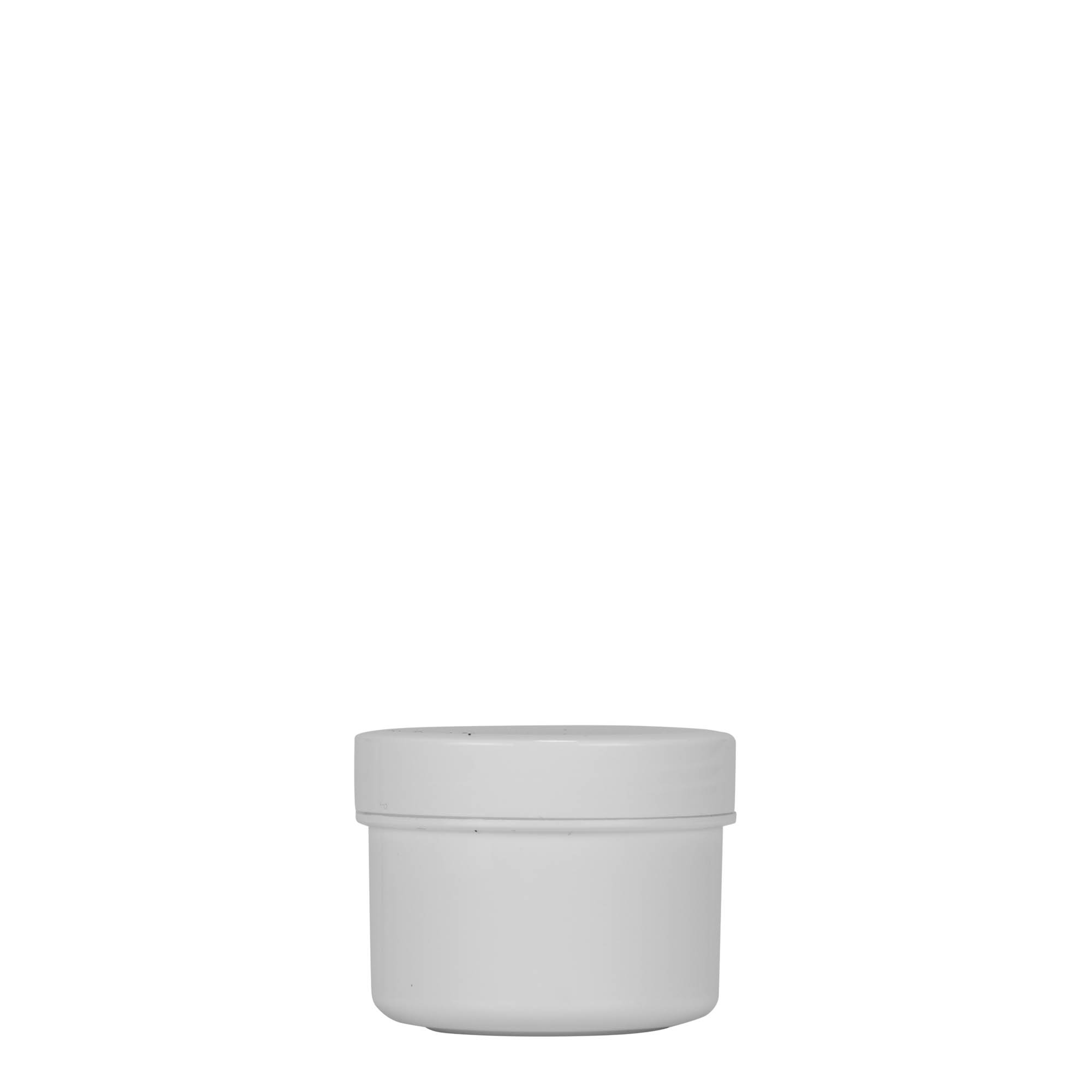 35 ml barattolo in plastica 'White Line', PP, bianco, bocca: chiusura a vite 35 ml barattolo in plastica 'White Line', PP, bianco, bocca: chiusura a vite