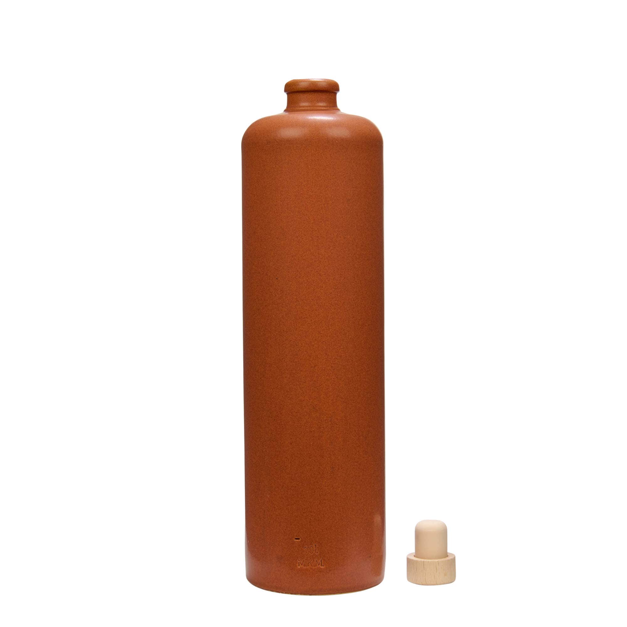 1.000 ml boccale in terracotta, gres, rosso-marrone, bocca: sughero