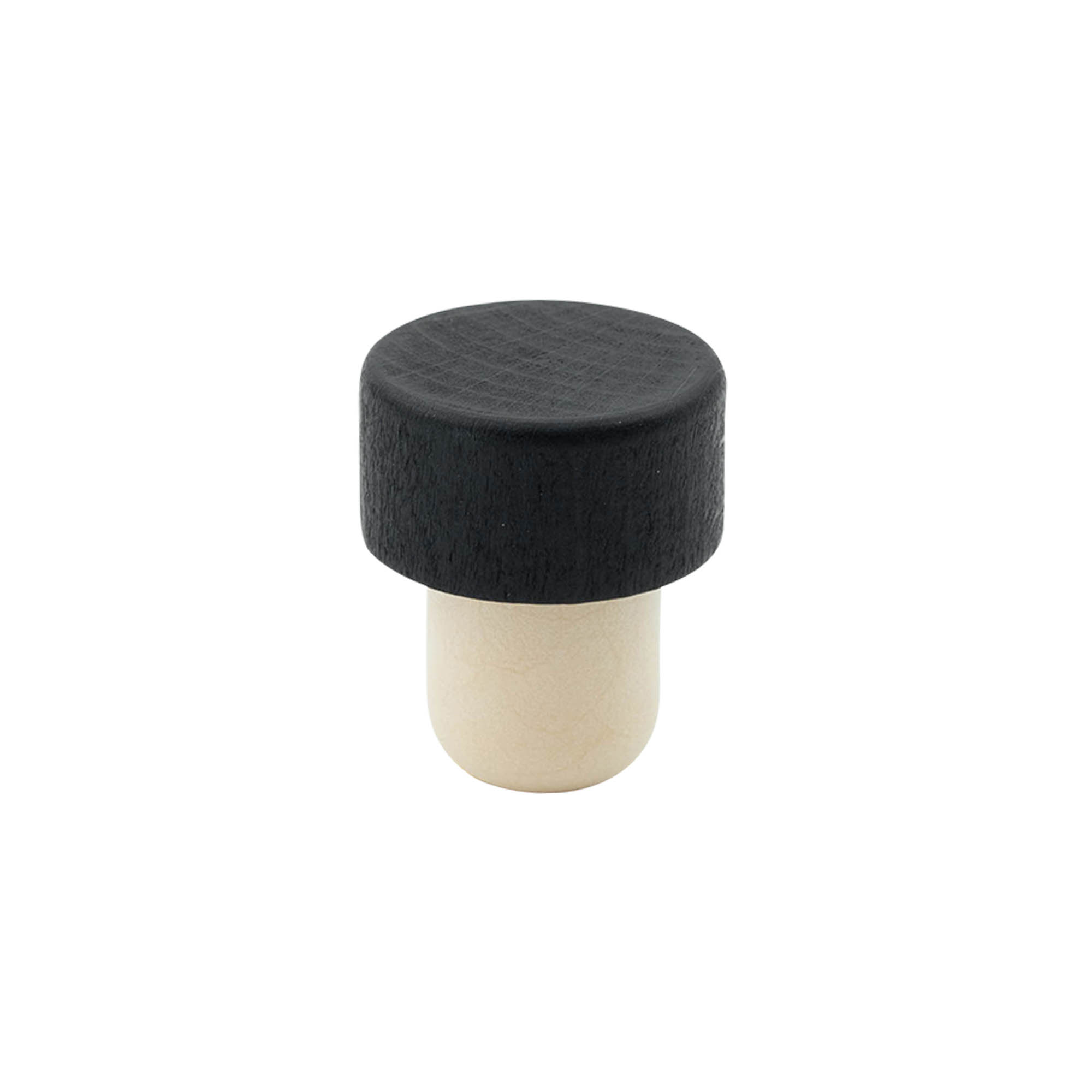 Tappo a vite 19 mm, legno/plastica, nero, per bocca: sughero Tappo a vite 19 mm, legno/plastica, nero, per bocca: sughero