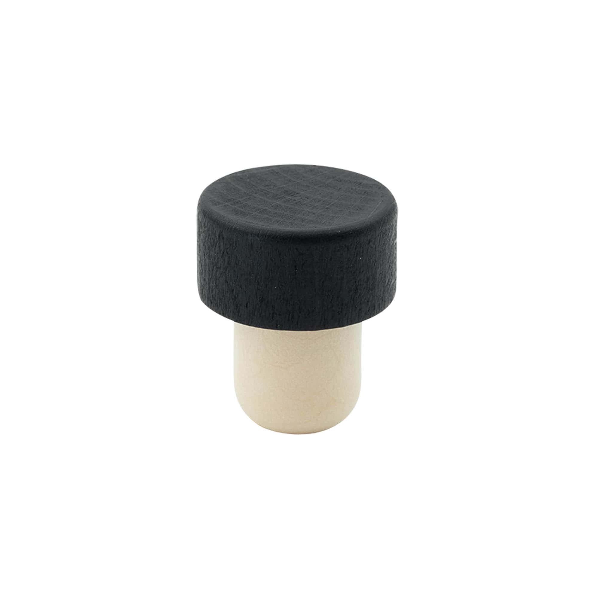 Tappo a vite 19 mm, legno/plastica, nero, per bocca: sughero