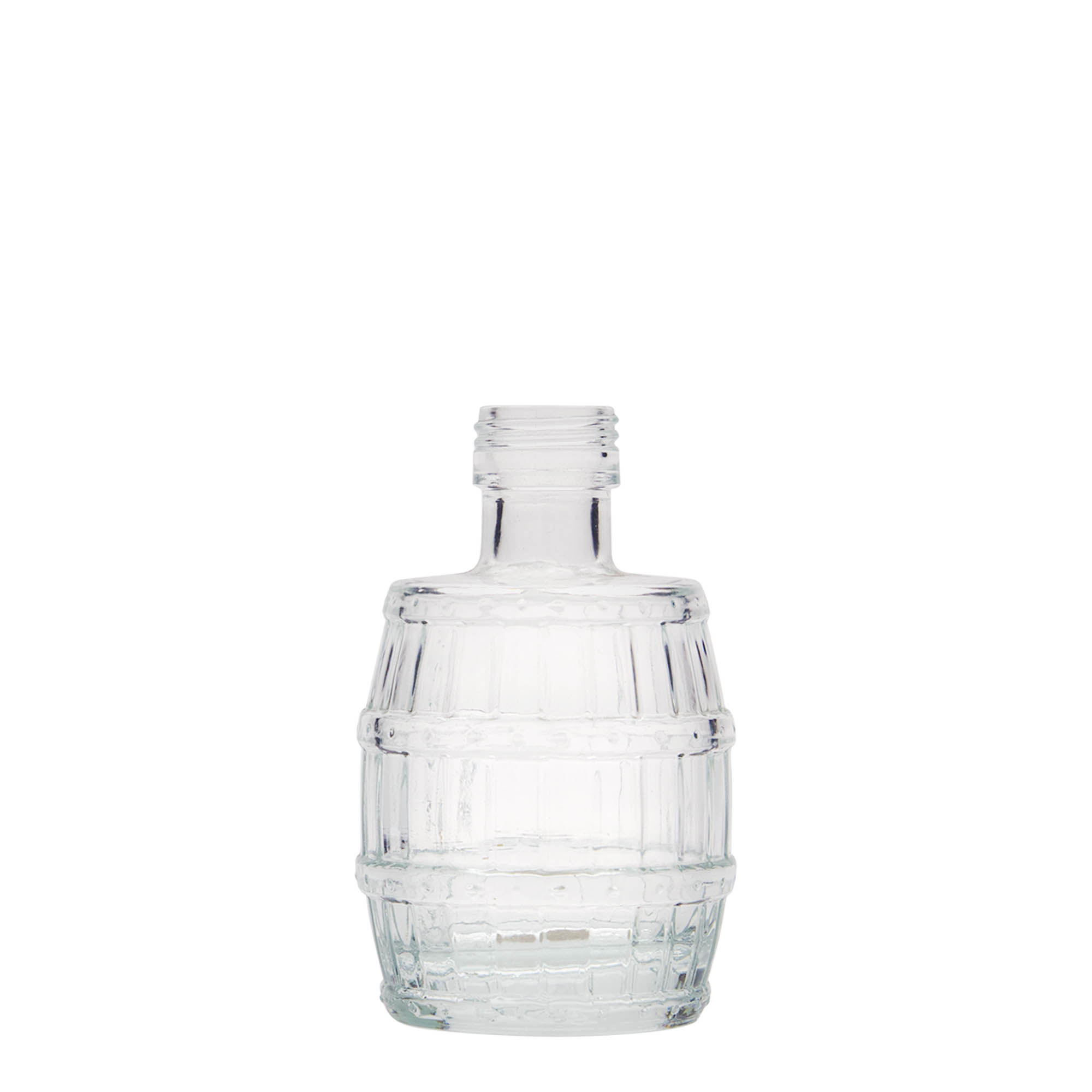 Bottiglia di vetro da 100 ml 'Barile', bocca: PP 24 Bottiglia di vetro da 100 ml 'Barile', bocca: PP 24