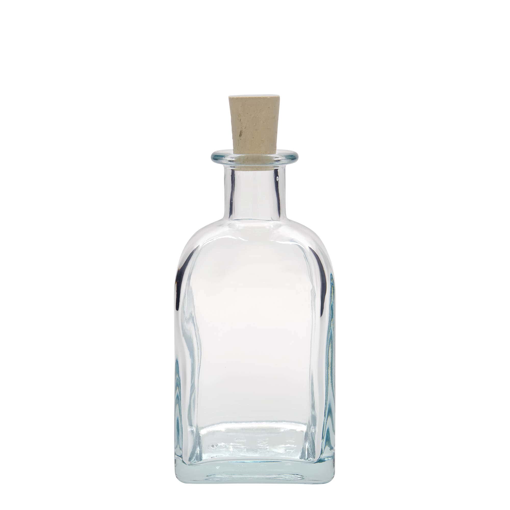 Bottiglia di vetro da 350 ml Apotheker Carré, quadrata, bocca: sughero
