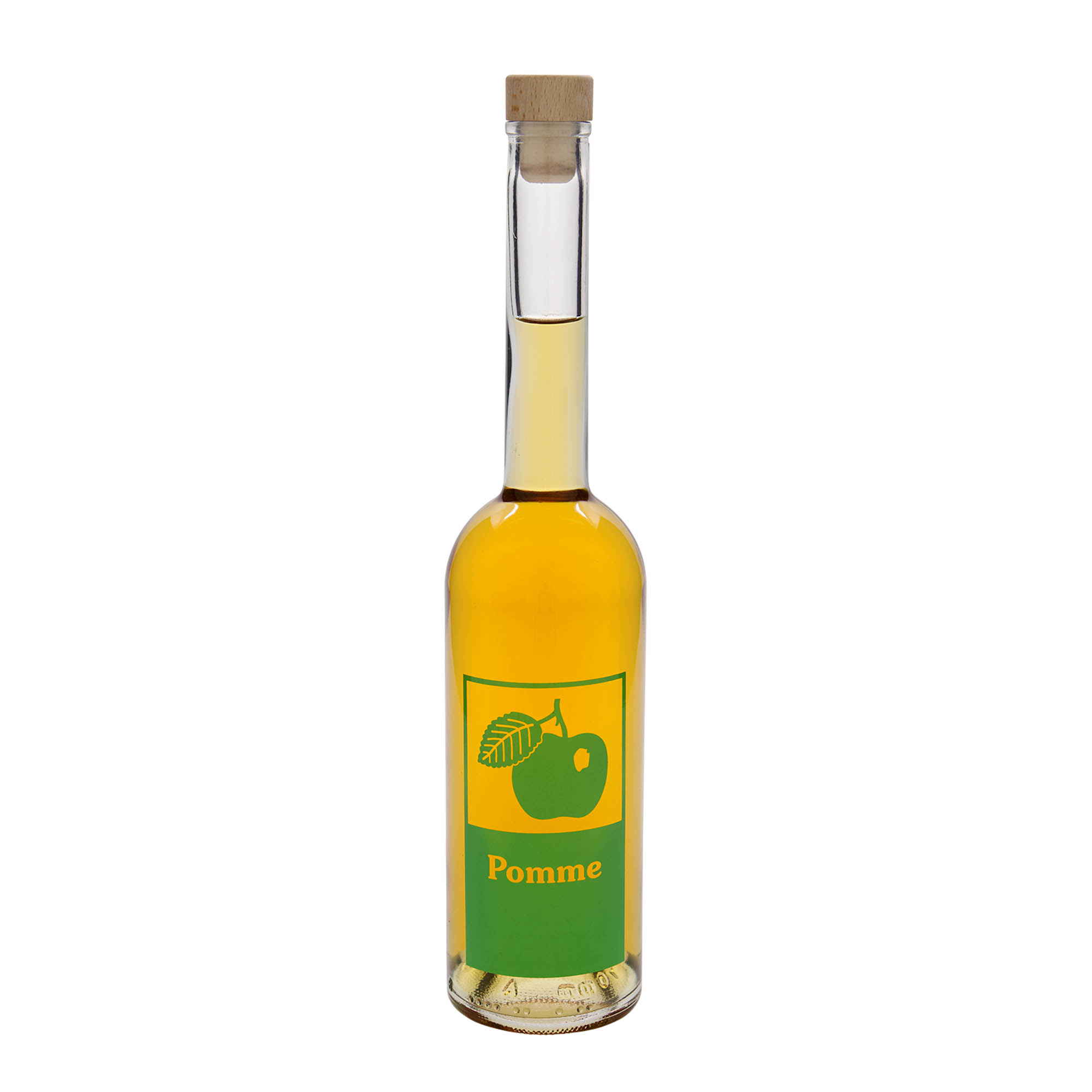 Bottiglia di vetro da 500 ml 'Opera', motivo: Mela, bocca: sughero Bottiglia di vetro da 500 ml 'Opera', motivo: Mela, bocca: sughero