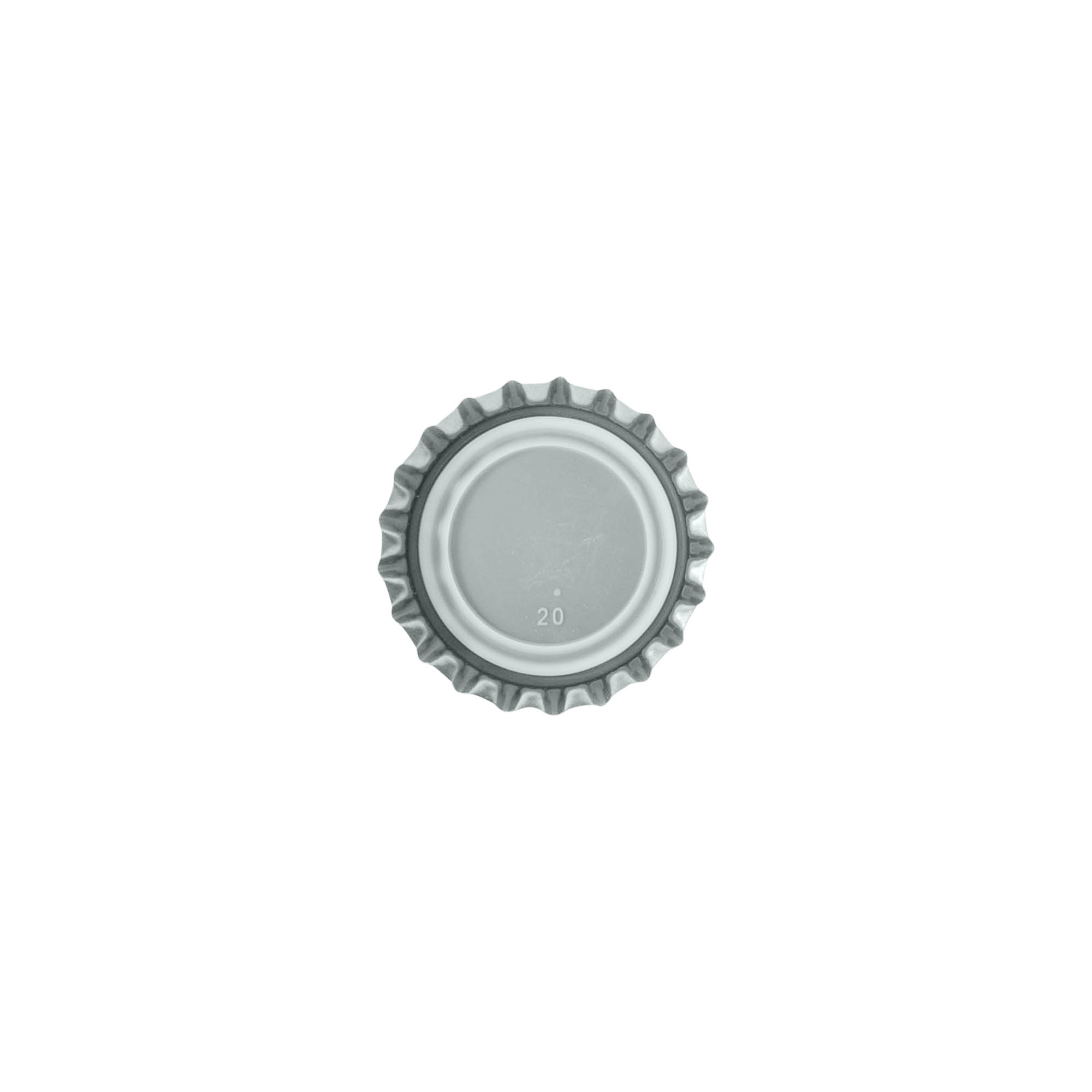 Tappi a corona 26 mm, metallo, argento Tappi a corona 26 mm, metallo, argento