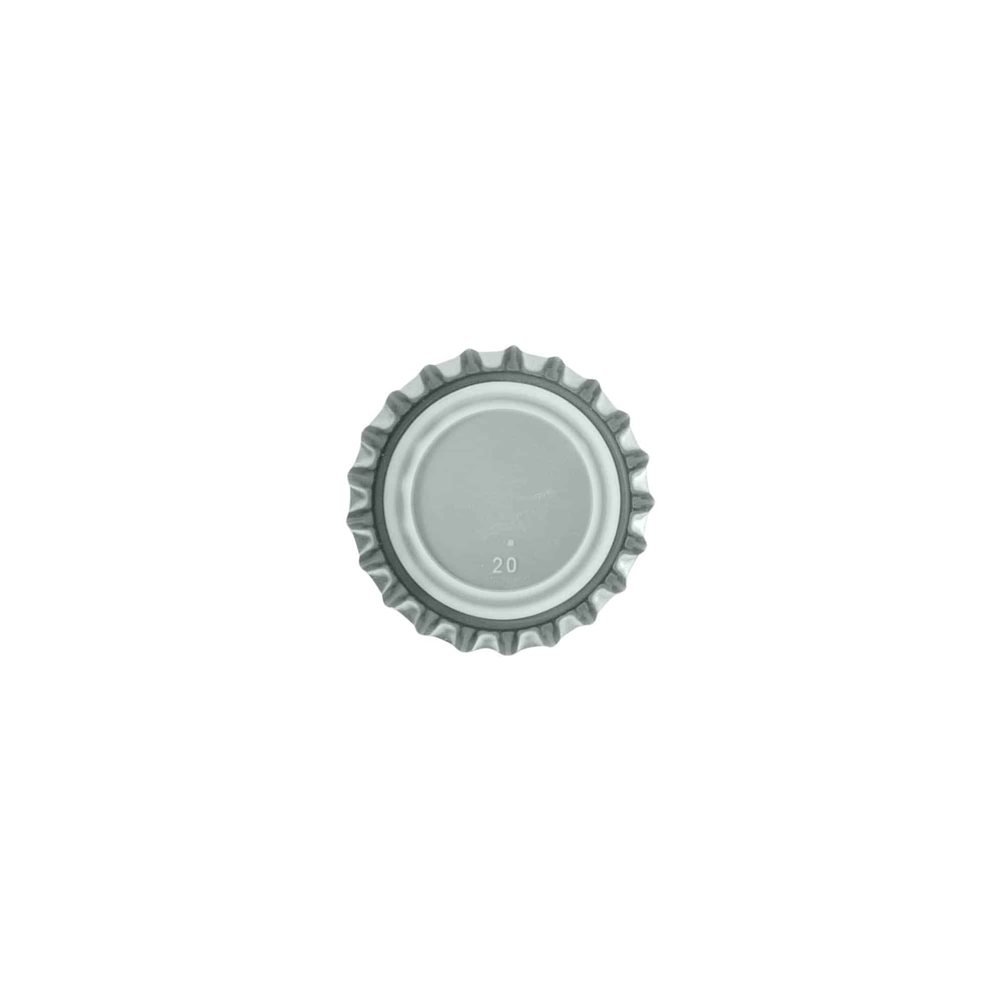 Tappi a corona 26 mm, metallo, argento